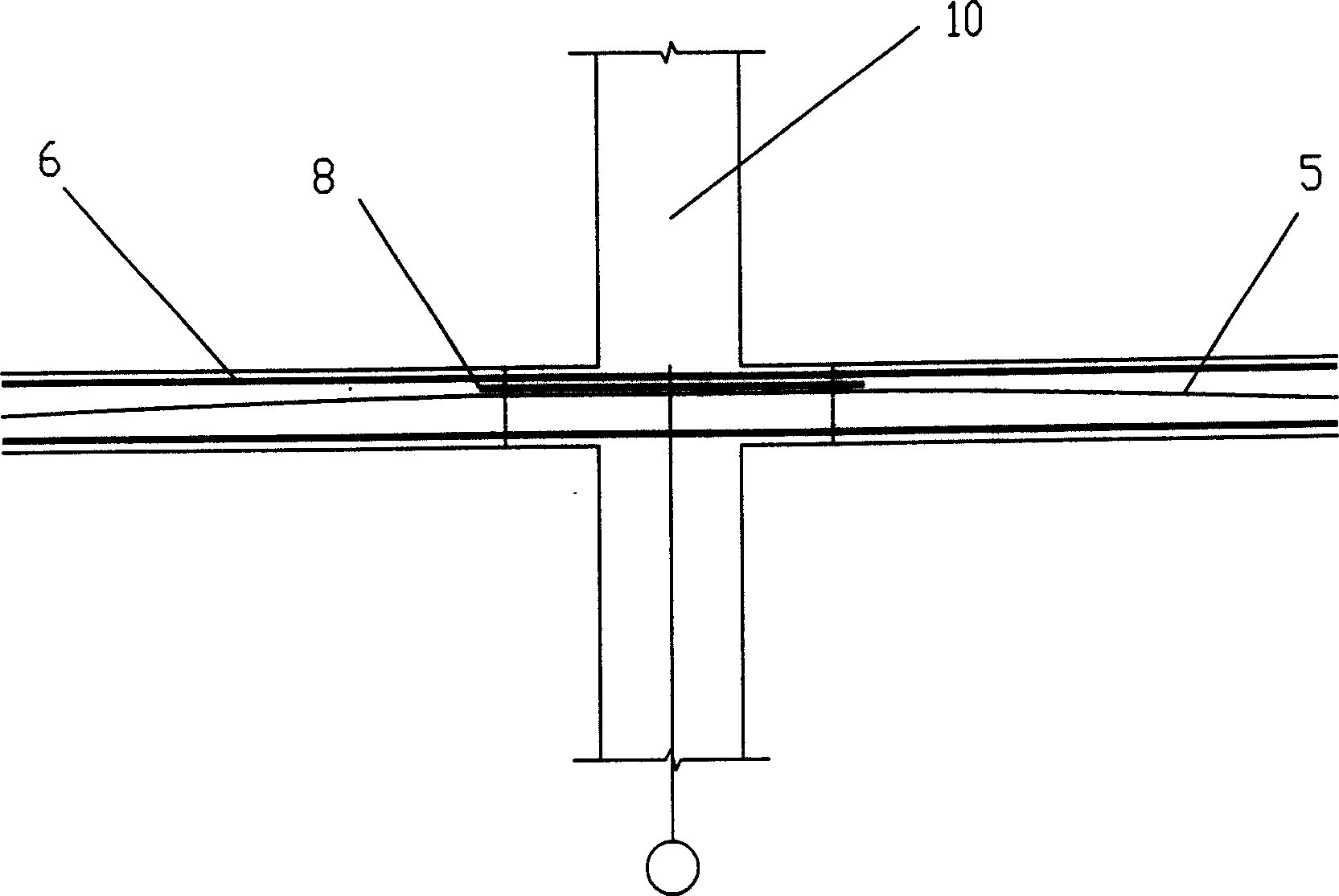 In-site prestressed concrete sandwiched composite beamless floor structure system and construction method