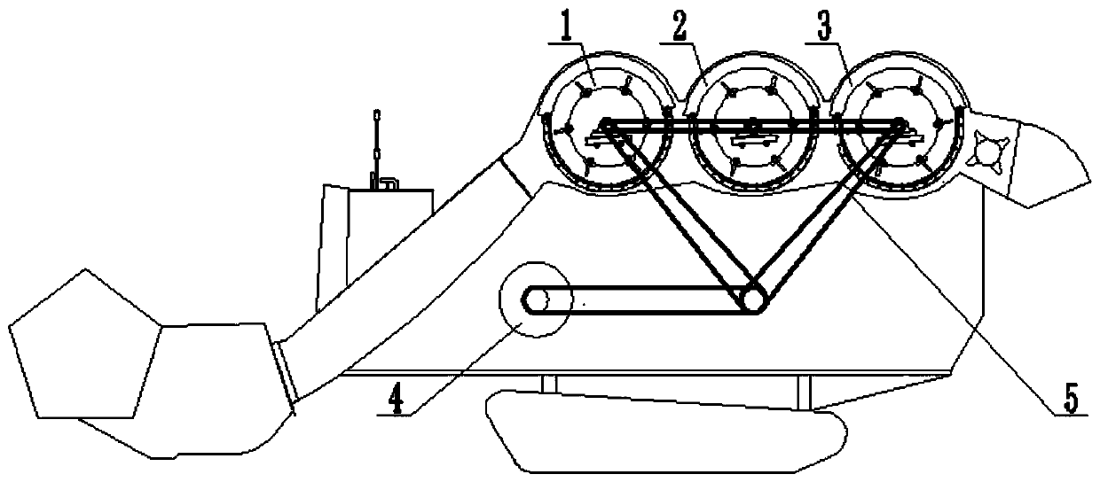 Timing drive system for inhibiting multi-drum threshing vibration and grain combine harvester