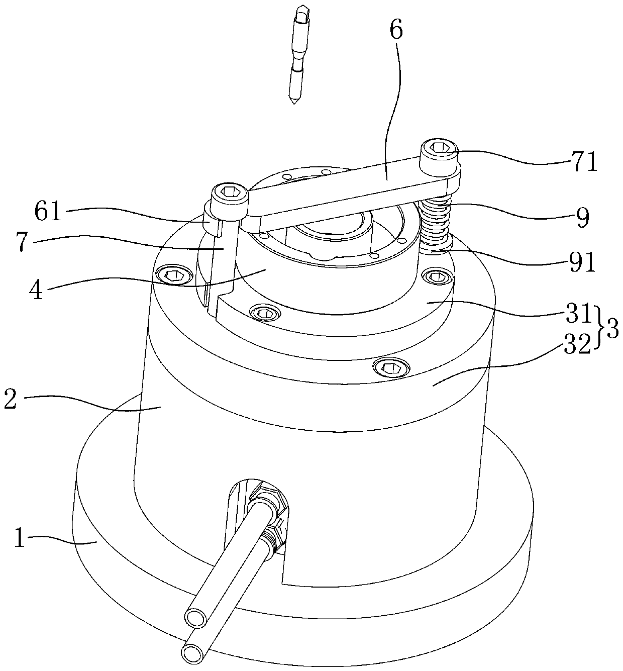 Disc-shaped workpiece tapping and locating clamp