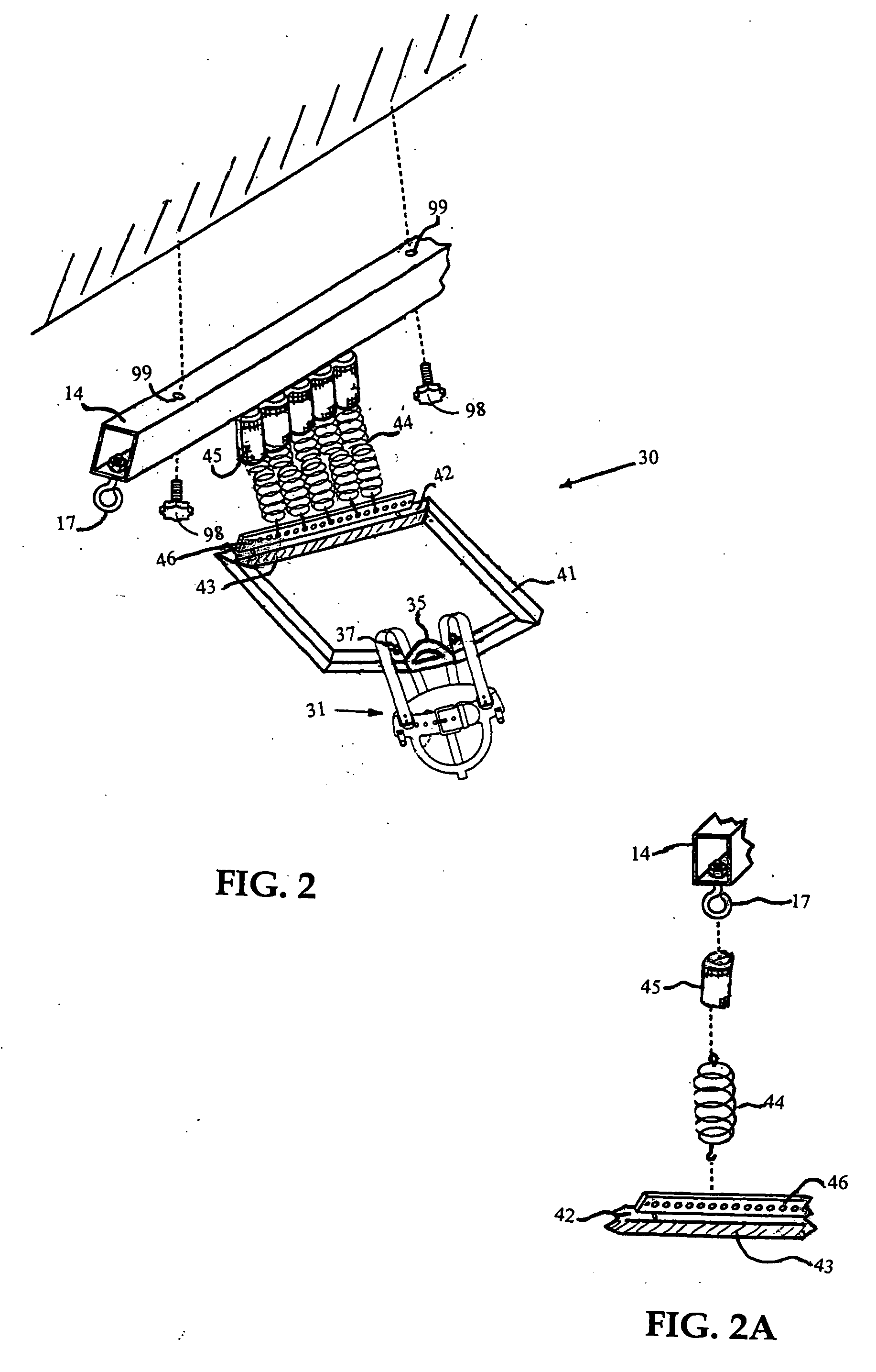 Aerial exercising device and method