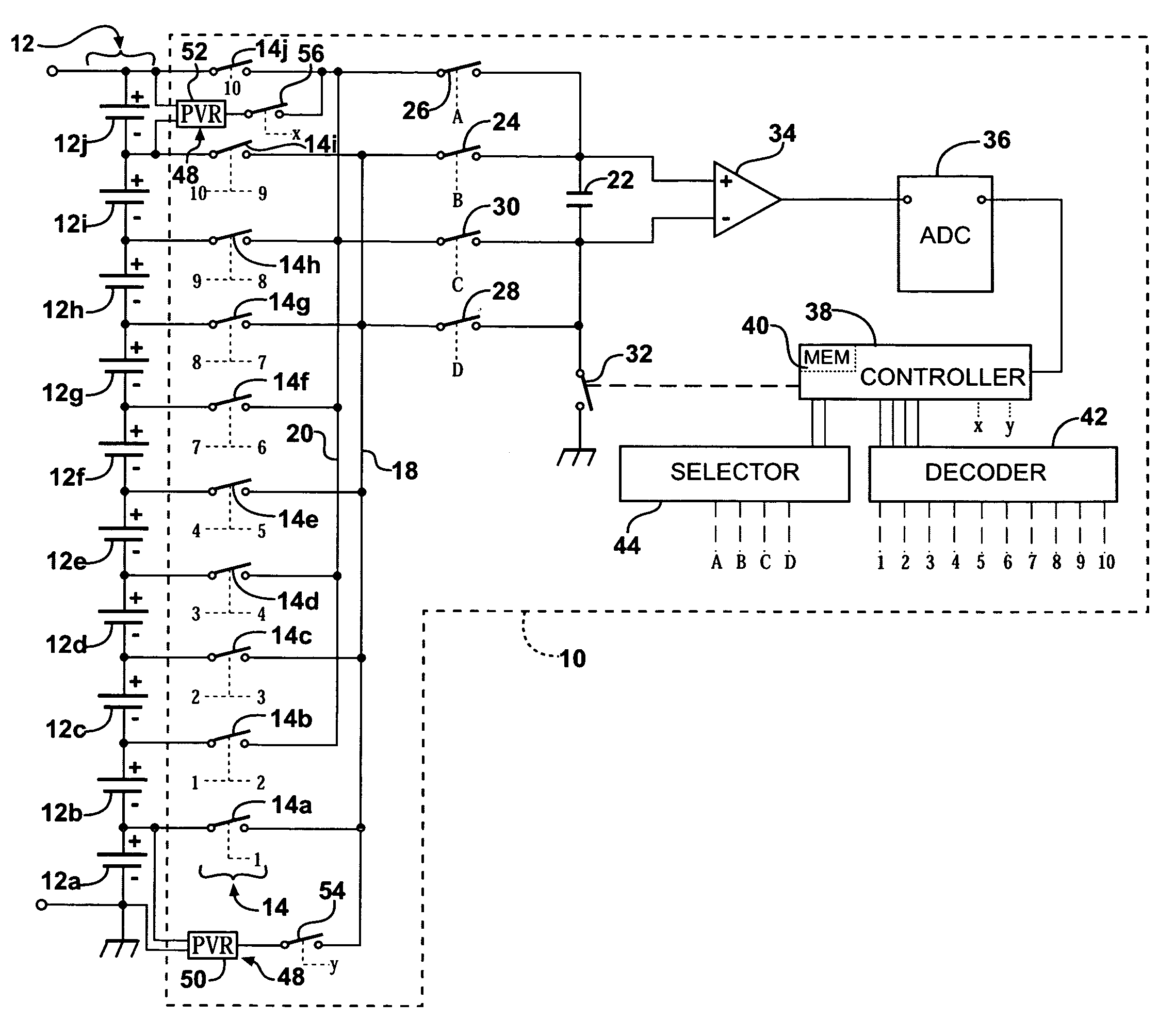 System and method to measure series-connected cell voltages using a flying capacitor