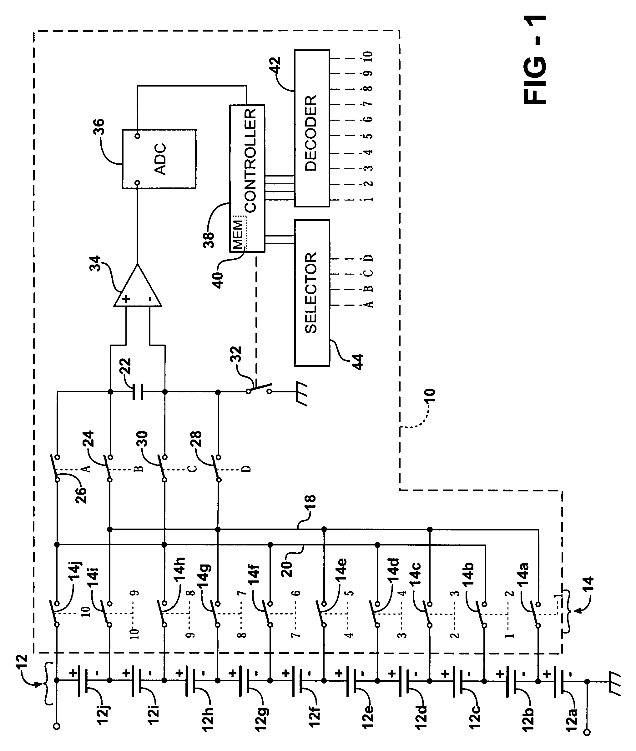 System and method to measure series-connected cell voltages using a flying capacitor