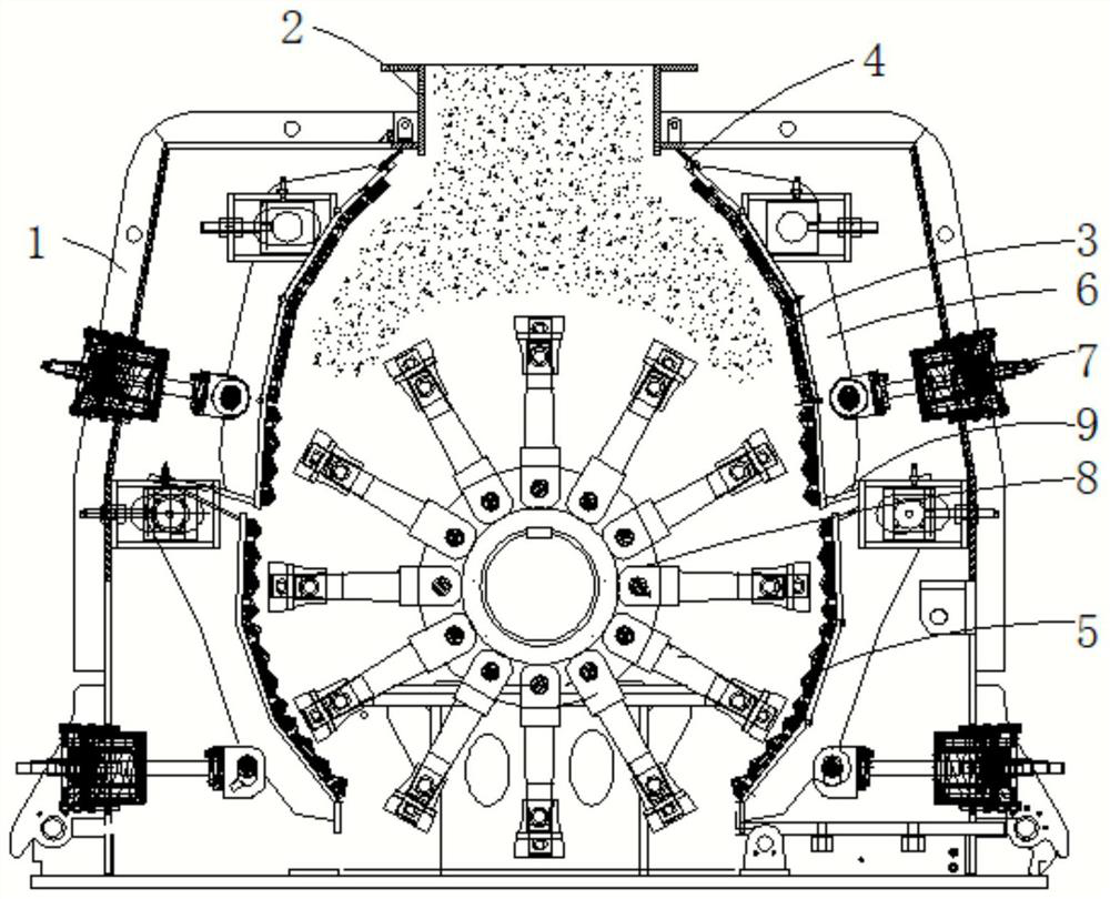 Energy-saving, efficient and environment-friendly fine crusher and application method thereof