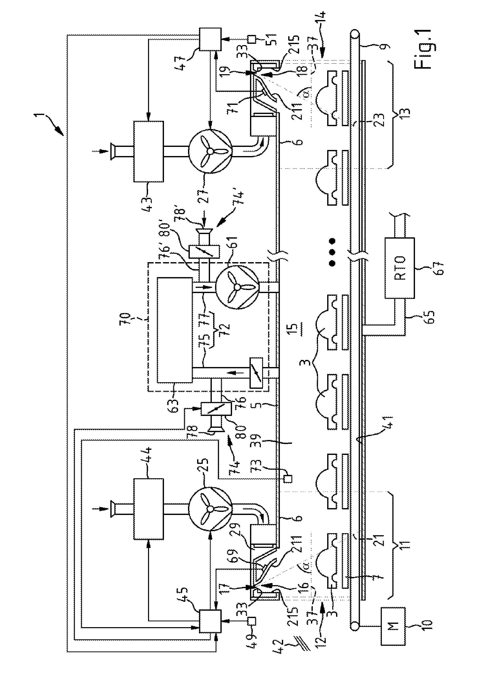 System having a process chamber for workpieces