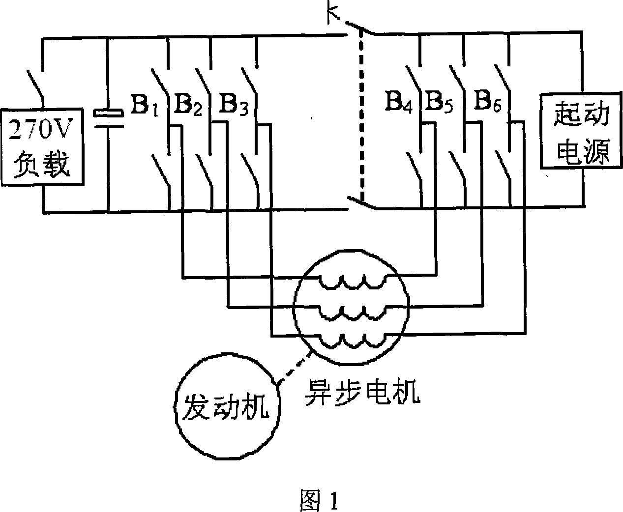 Low-voltage high-voltage generated three-phase asynchronous motor DC power generation system