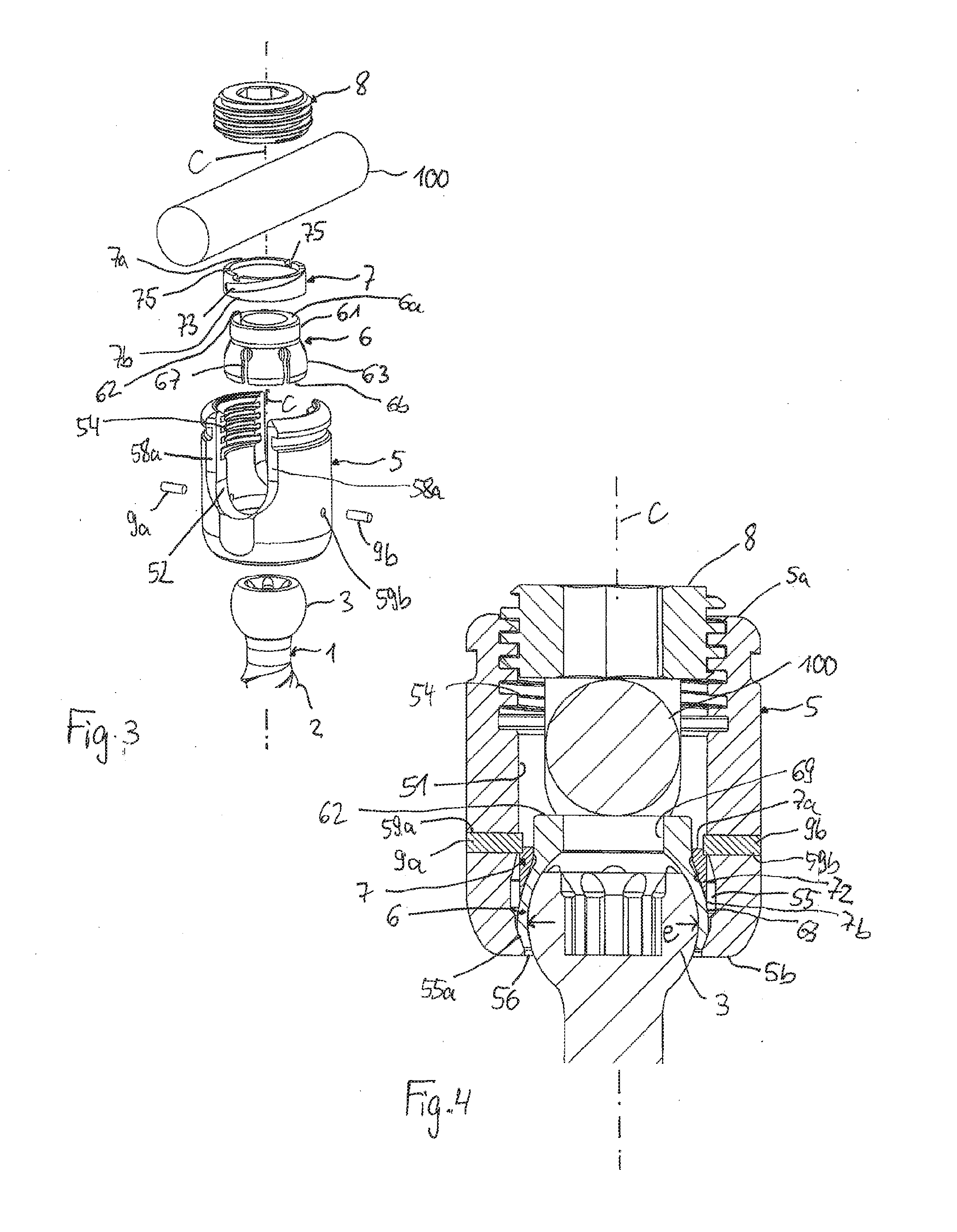 Instrument for use with a polyaxial bone anchoring device and system including the instrument and a polyaxial bone anchoring device