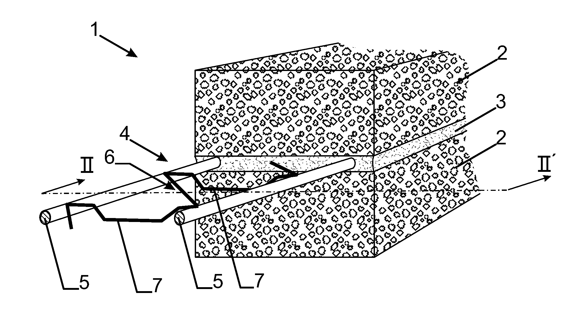 Masonry with steel reinforcement strip having spacers