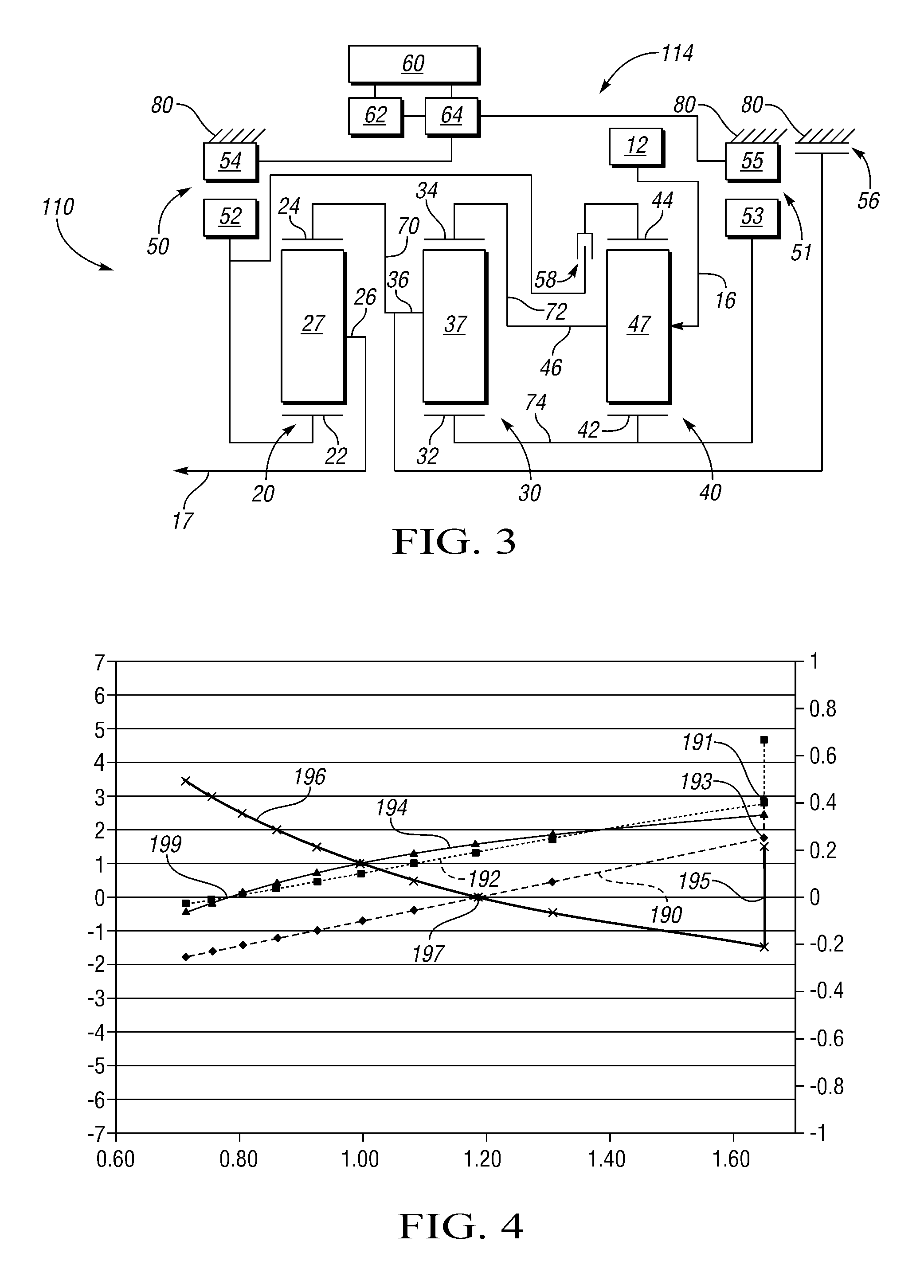 Hybrid transmission with three planetary gear sets and three interconnecting members and with synchronous shift between series and compound-split operating modes