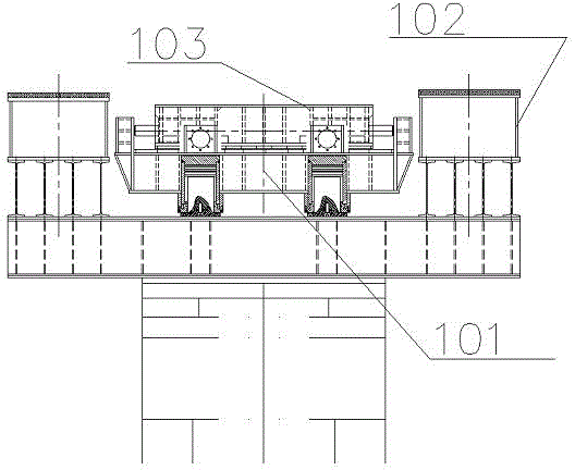 Girder-declining construction method for steel box girder spanning railway trunk line