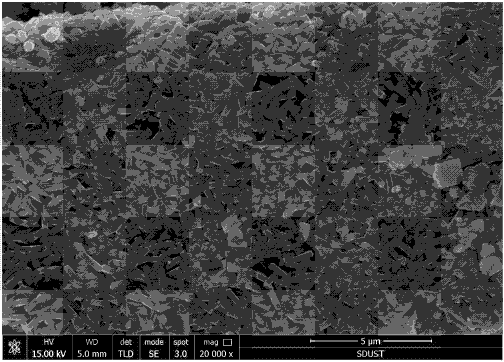 Molybdenum sulfide nano-sheet/titanium dioxide nano-sheet/graphite fiber composite material and method for preparing same