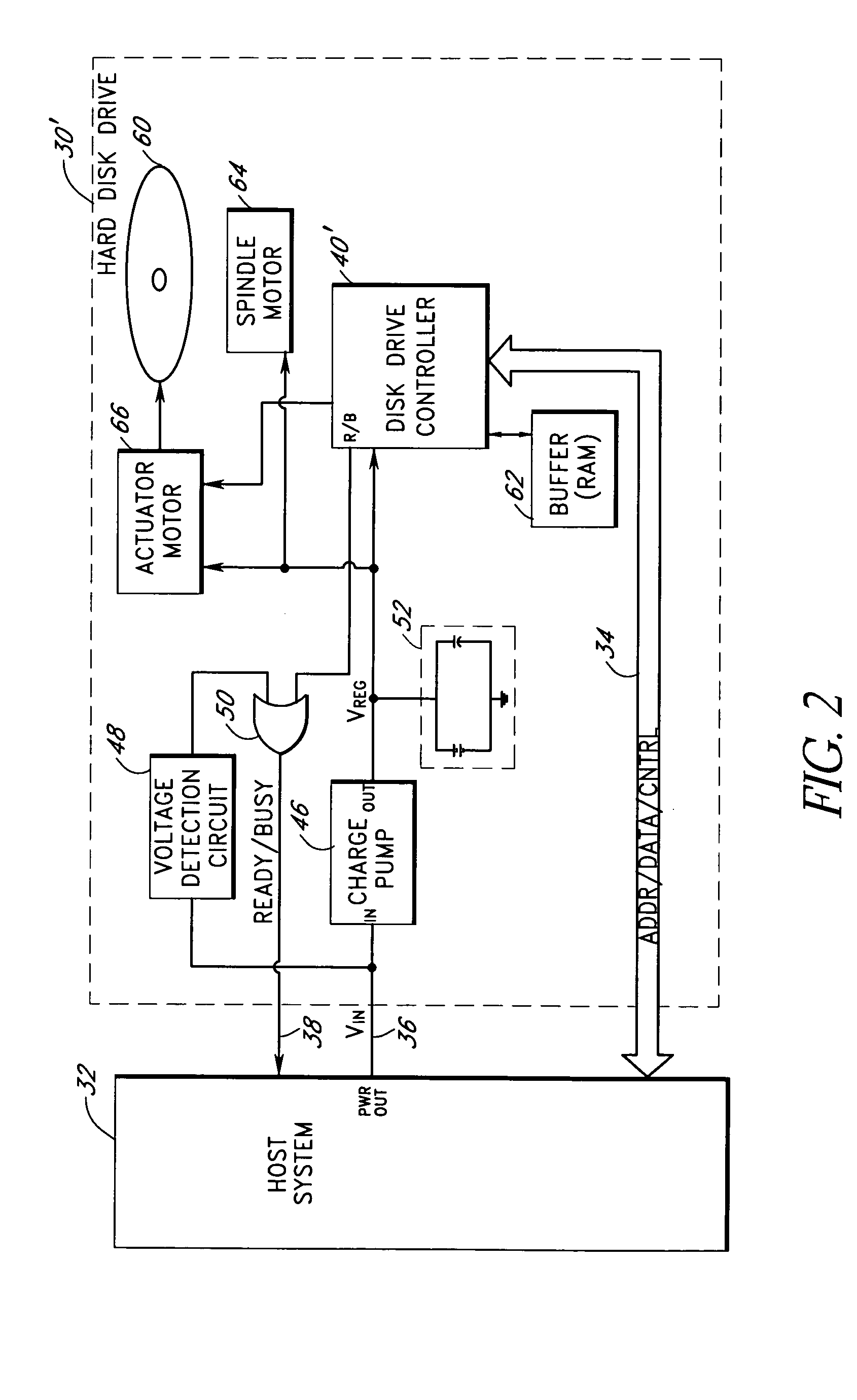 Storage subsystem with embedded circuit for protecting against anomalies in power signal from host