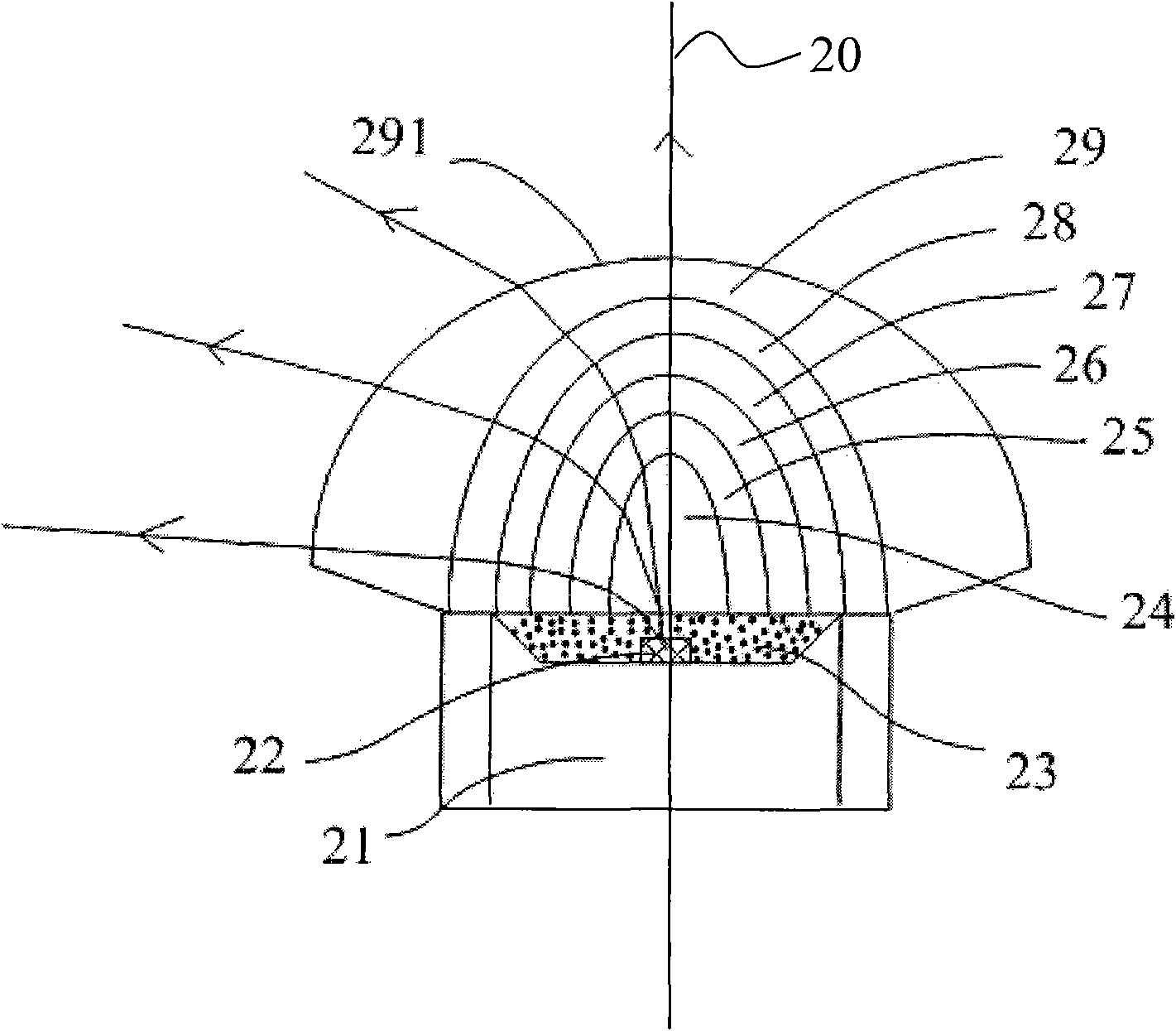 LED light source with wide-angle lens