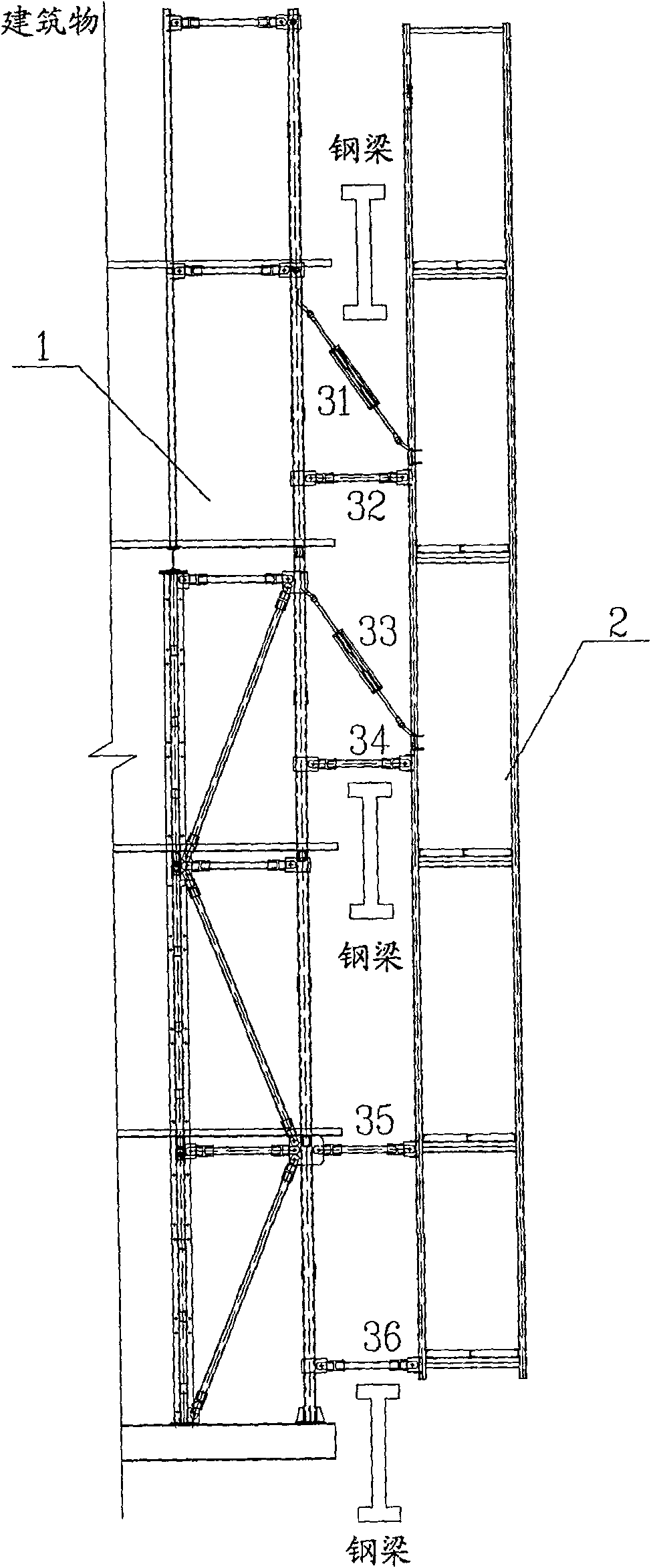 Method for throwing over barrier for climbing system for building construction
