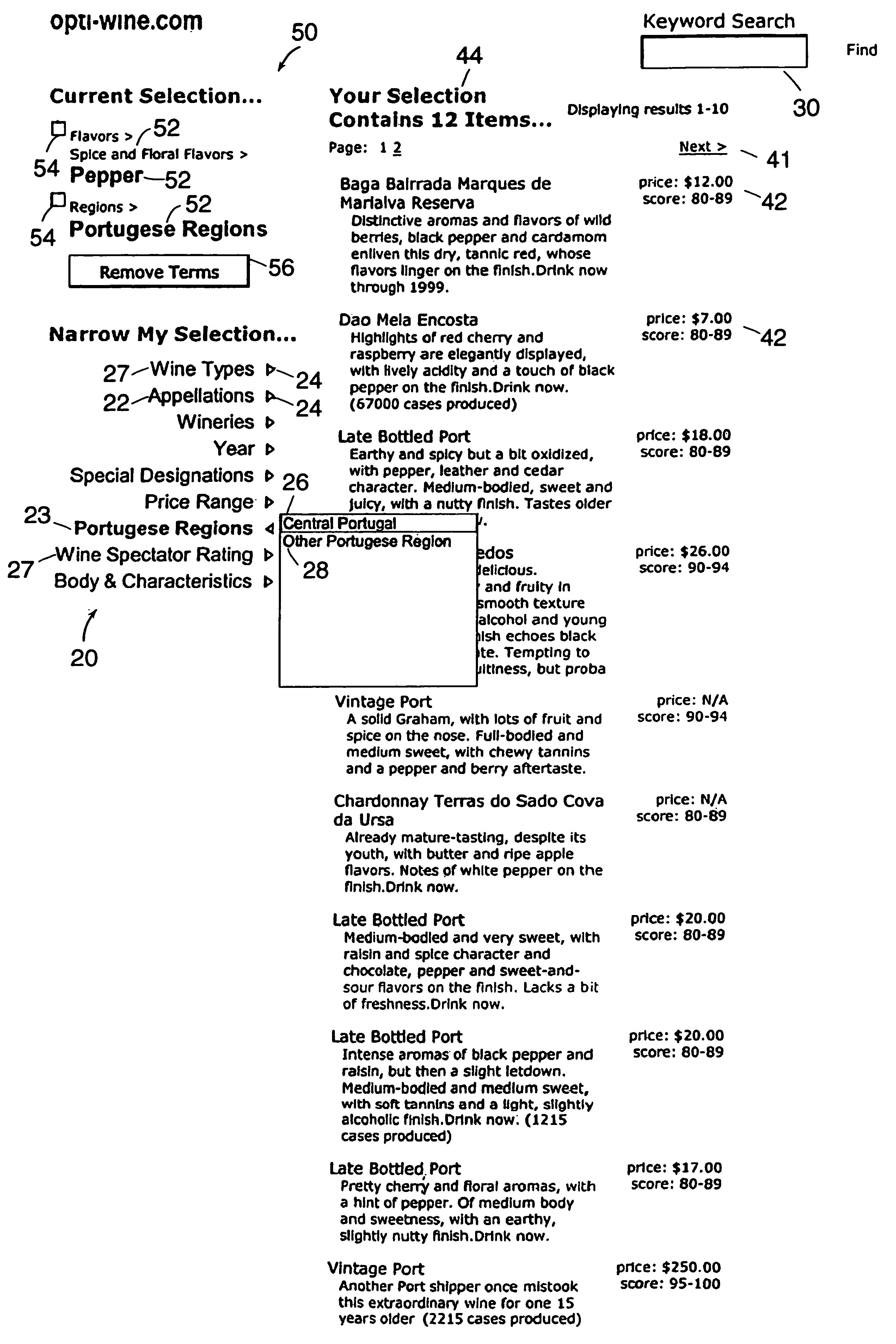 Hierarchical data-driven search and navigation system and method for information retrieval