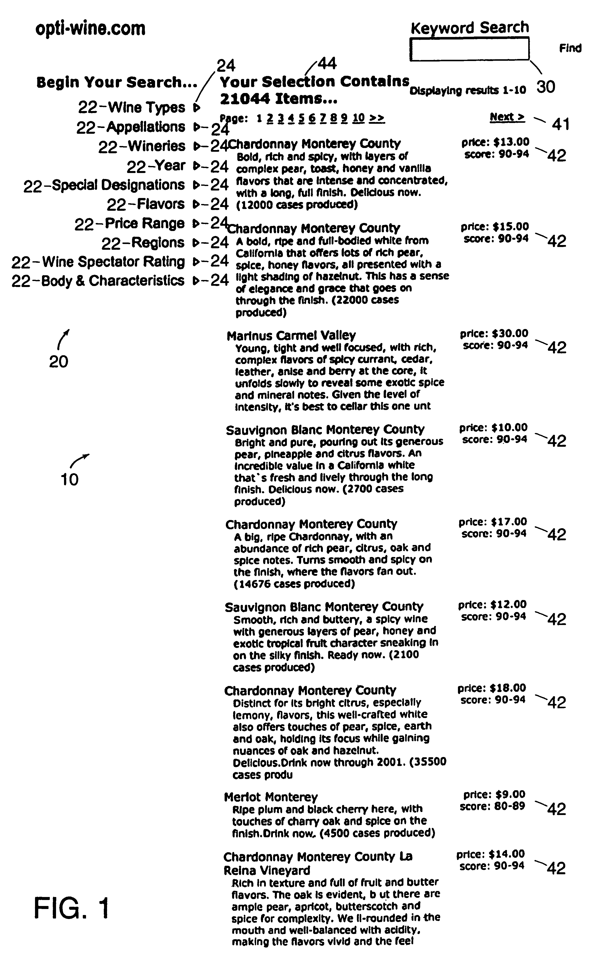 Hierarchical data-driven search and navigation system and method for information retrieval