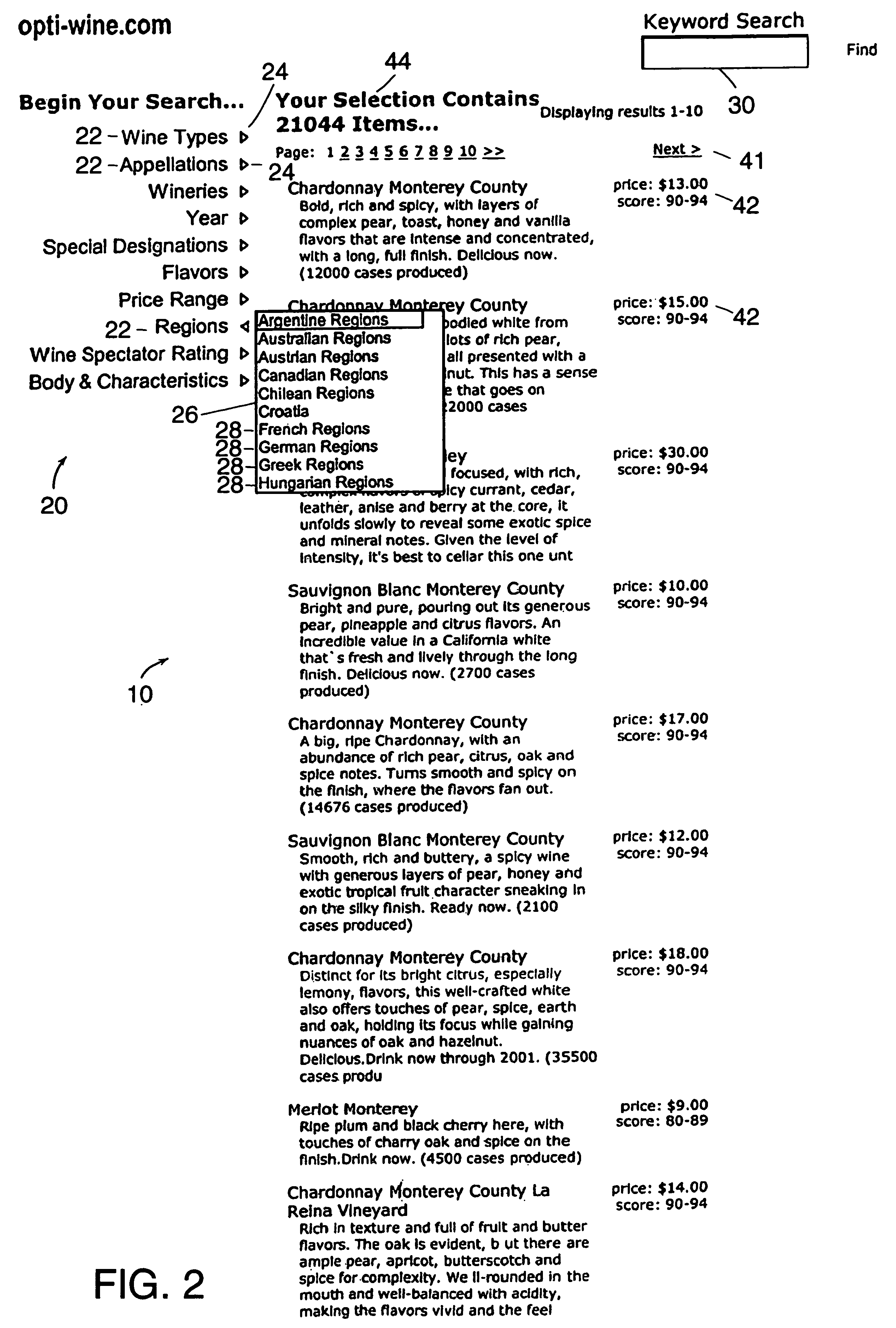 Hierarchical data-driven search and navigation system and method for information retrieval