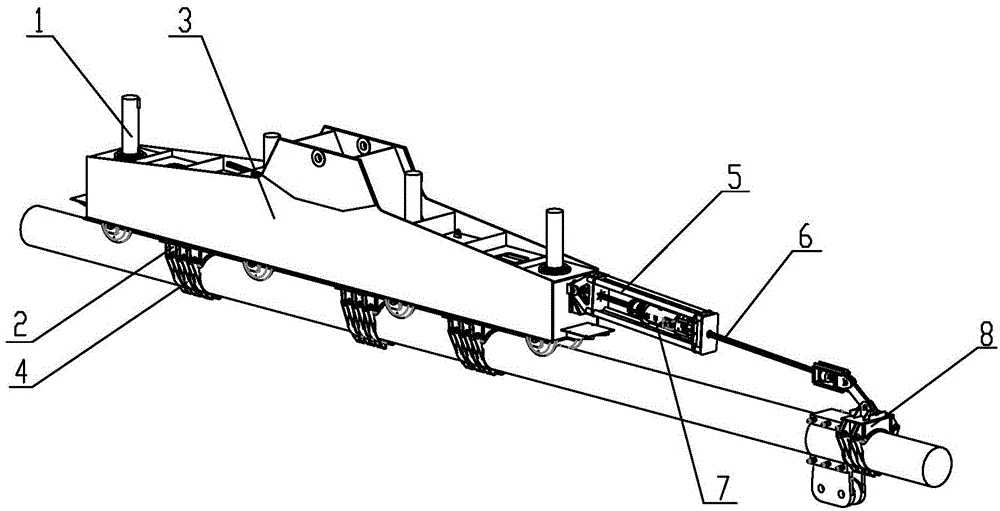 Cable-loaded crane combined with hydraulic traction and roller travel and its travel method