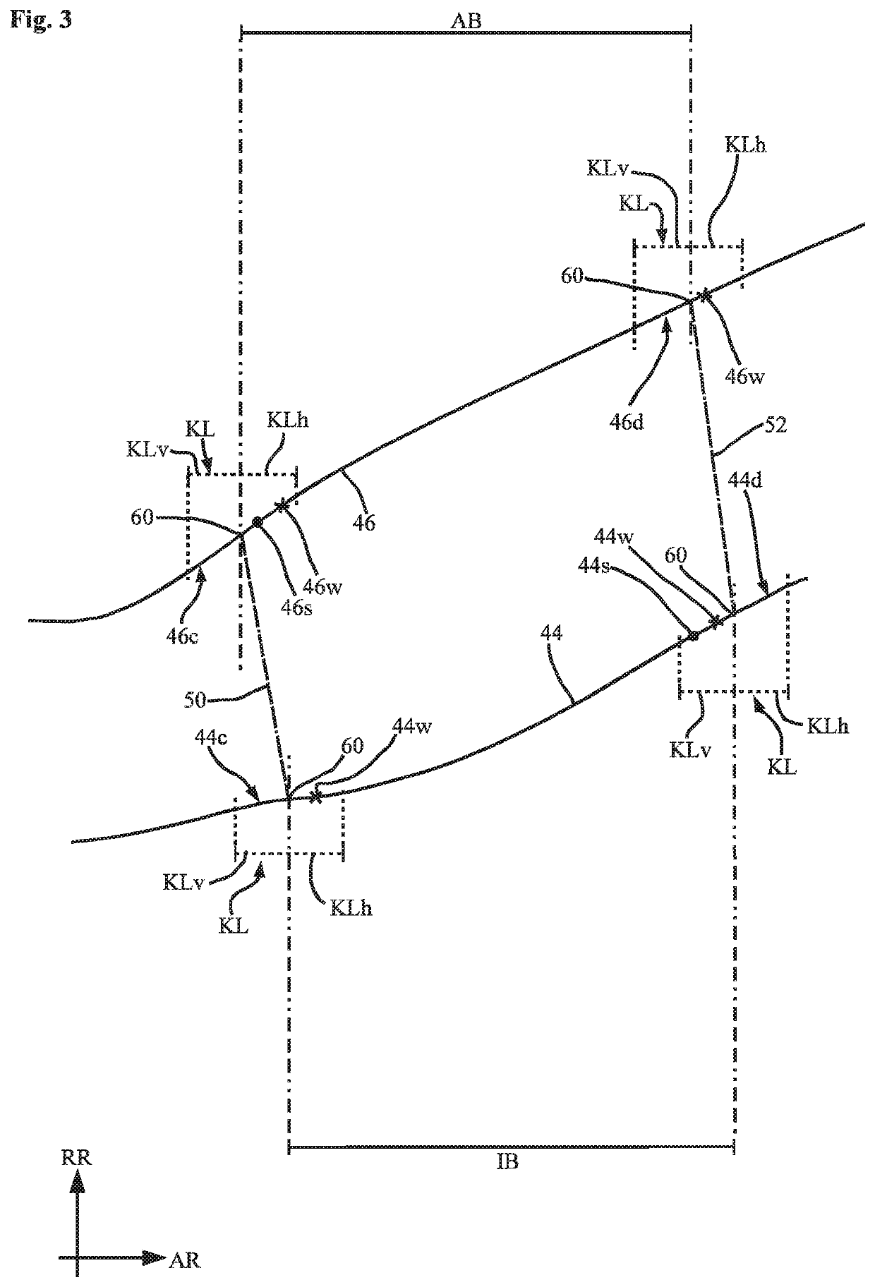 Turbine center frame having a specifically designed annular space contour