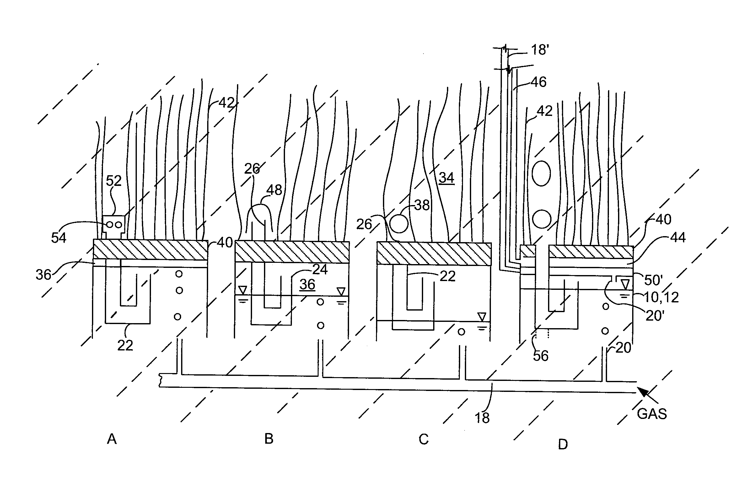 Integrated gas sparger for an immersed membrane