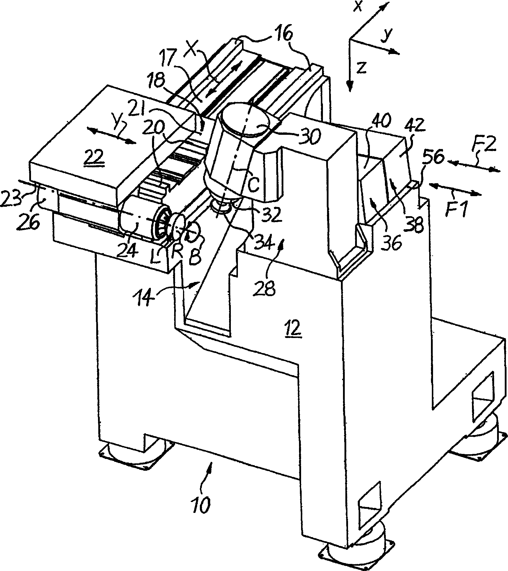 Machine for grinding optical workpieces, in particular plastic eyeglass lenses