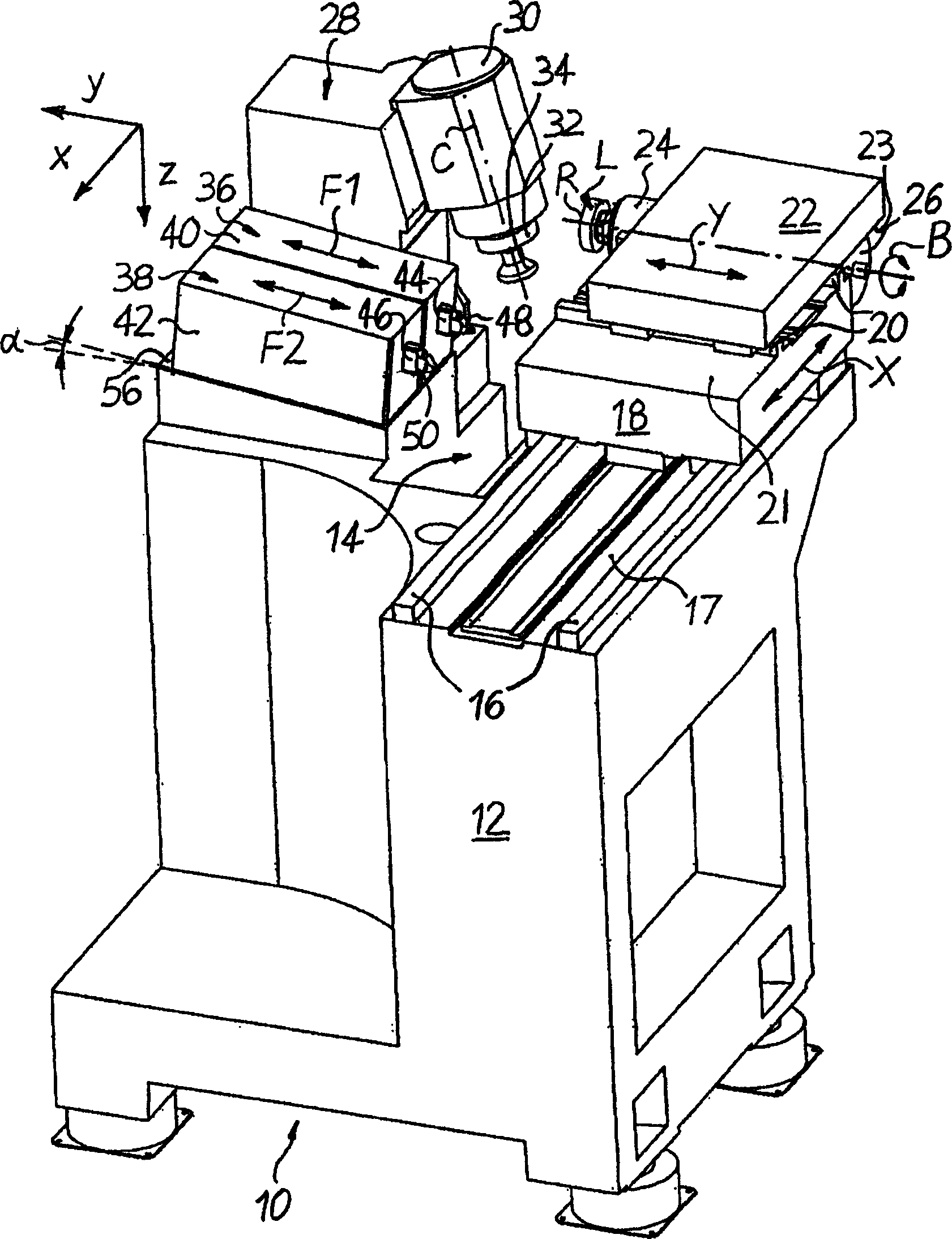 Machine for grinding optical workpieces, in particular plastic eyeglass lenses