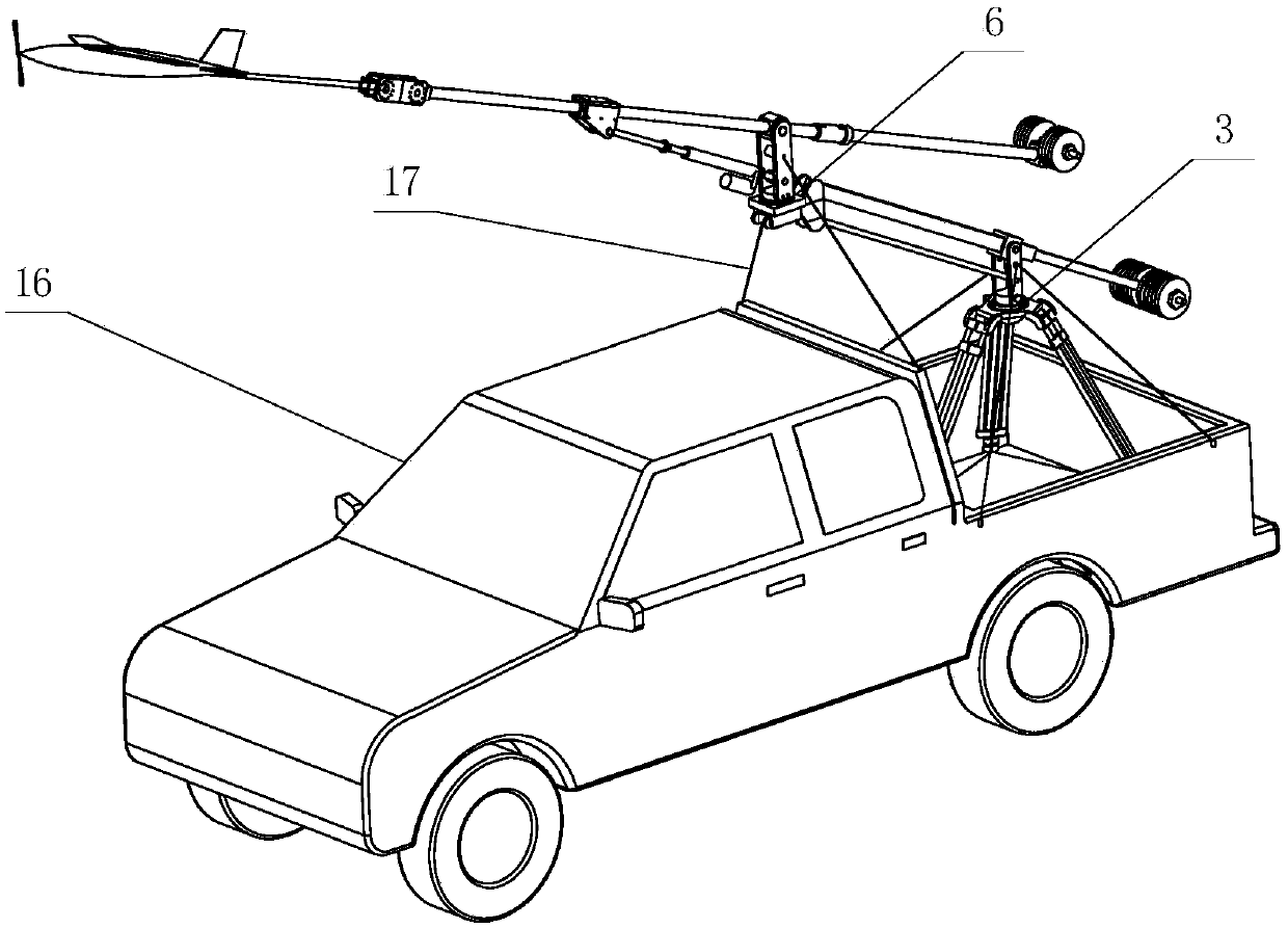 Test and measurement method and device for aerodynamic and dynamic characteristics of vehicle-mounted small UAV