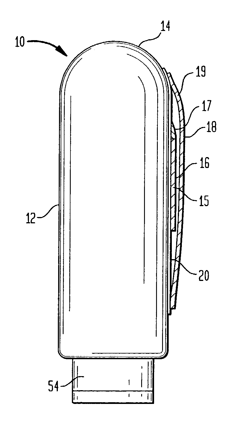Container for consumer products with concealed stretch release adhesive structure