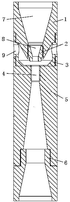 Underground self-absorption type particle jet drilling device based on Venturi effect