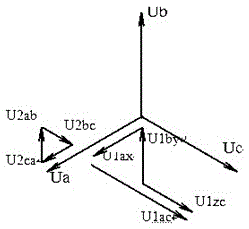 Star-shaped, reverse open-triangular and triangular tie line combined traction transformer