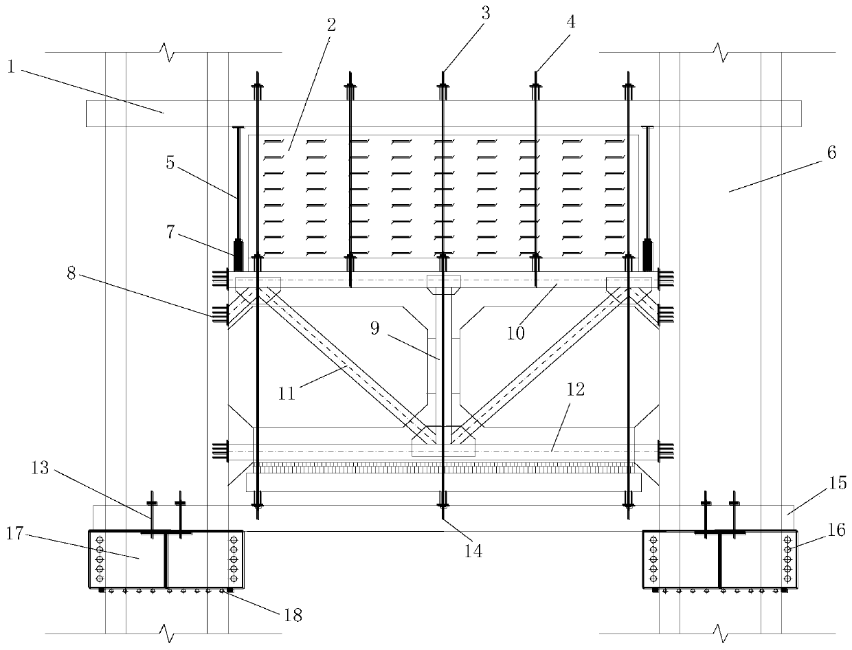 A kind of structure and construction method of high pier built-in rigid skeleton transverse beam structure