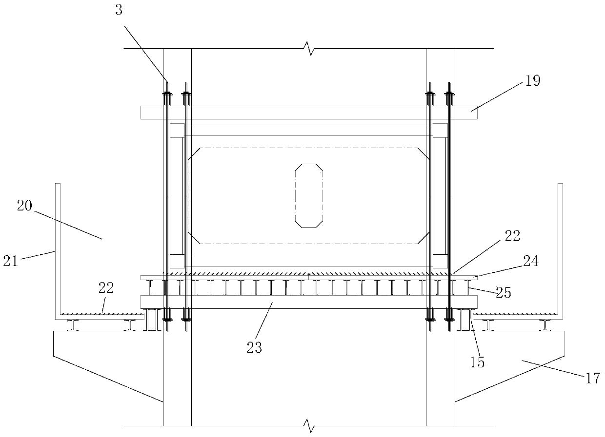 A kind of structure and construction method of high pier built-in rigid skeleton transverse beam structure