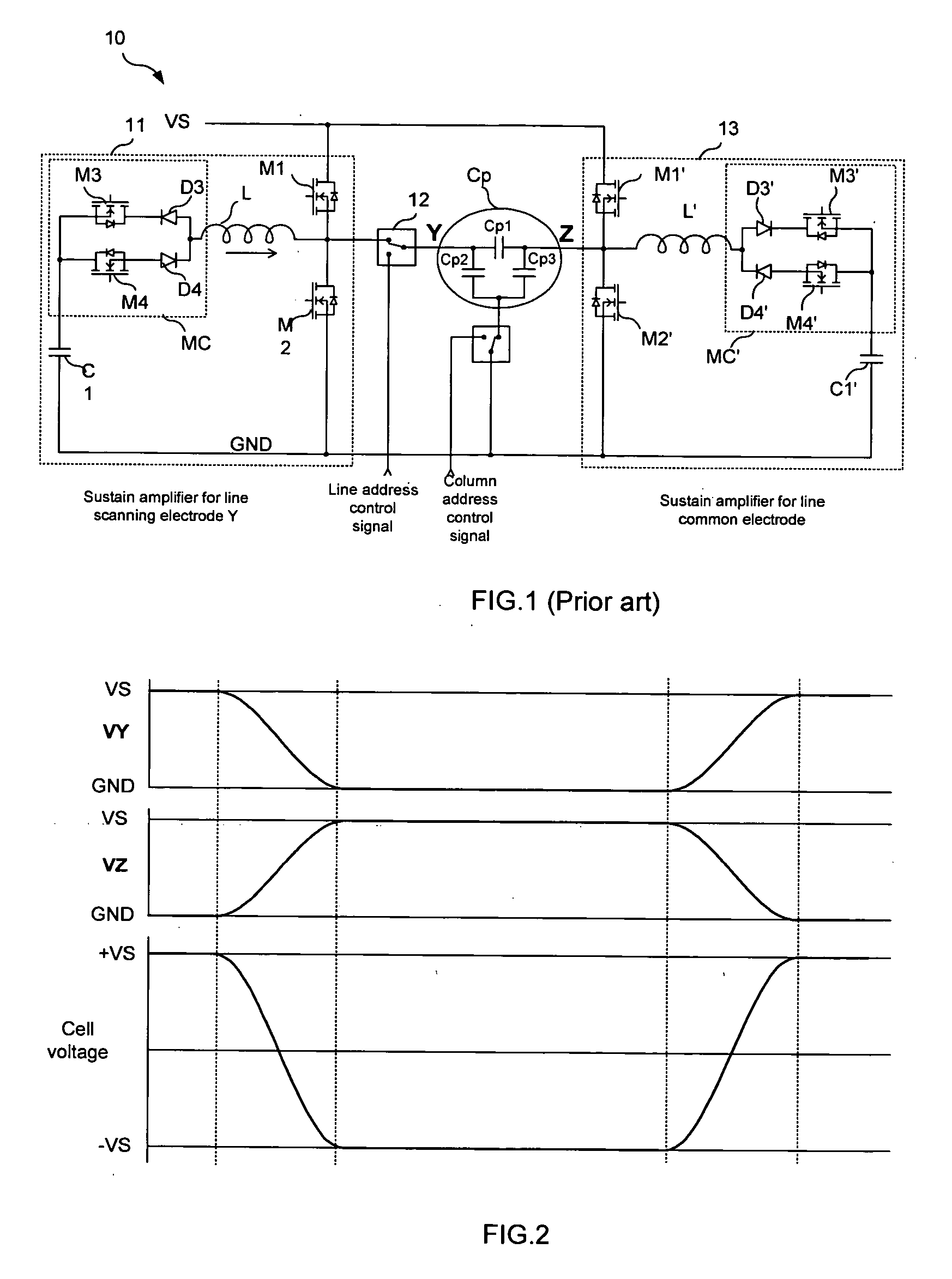 Amplifier designed to generate a rectangular voltage signal with soft switching on a capacitive load