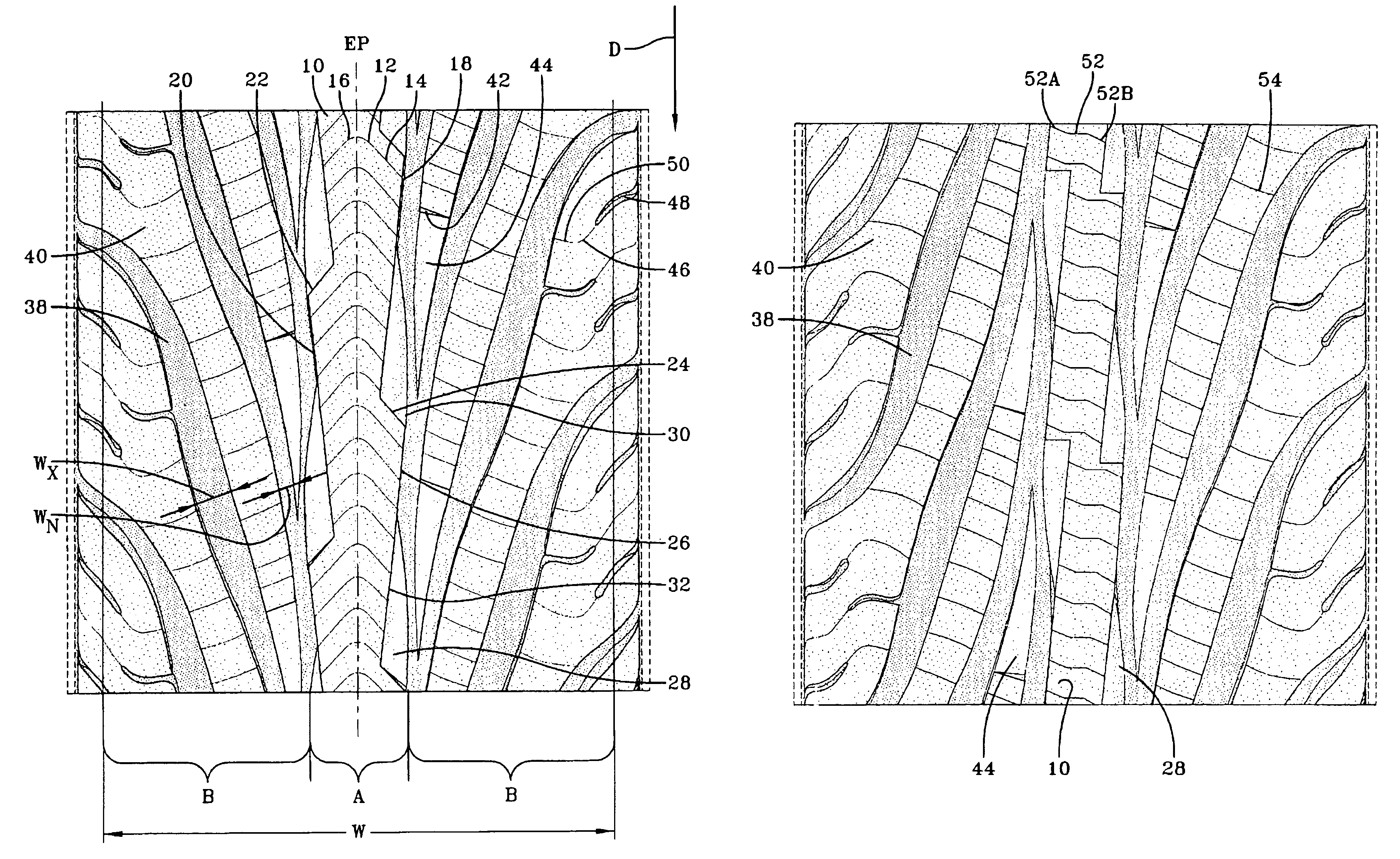 Pneumatic tire having tread with axially adjacent block chamfer and rib chamfer