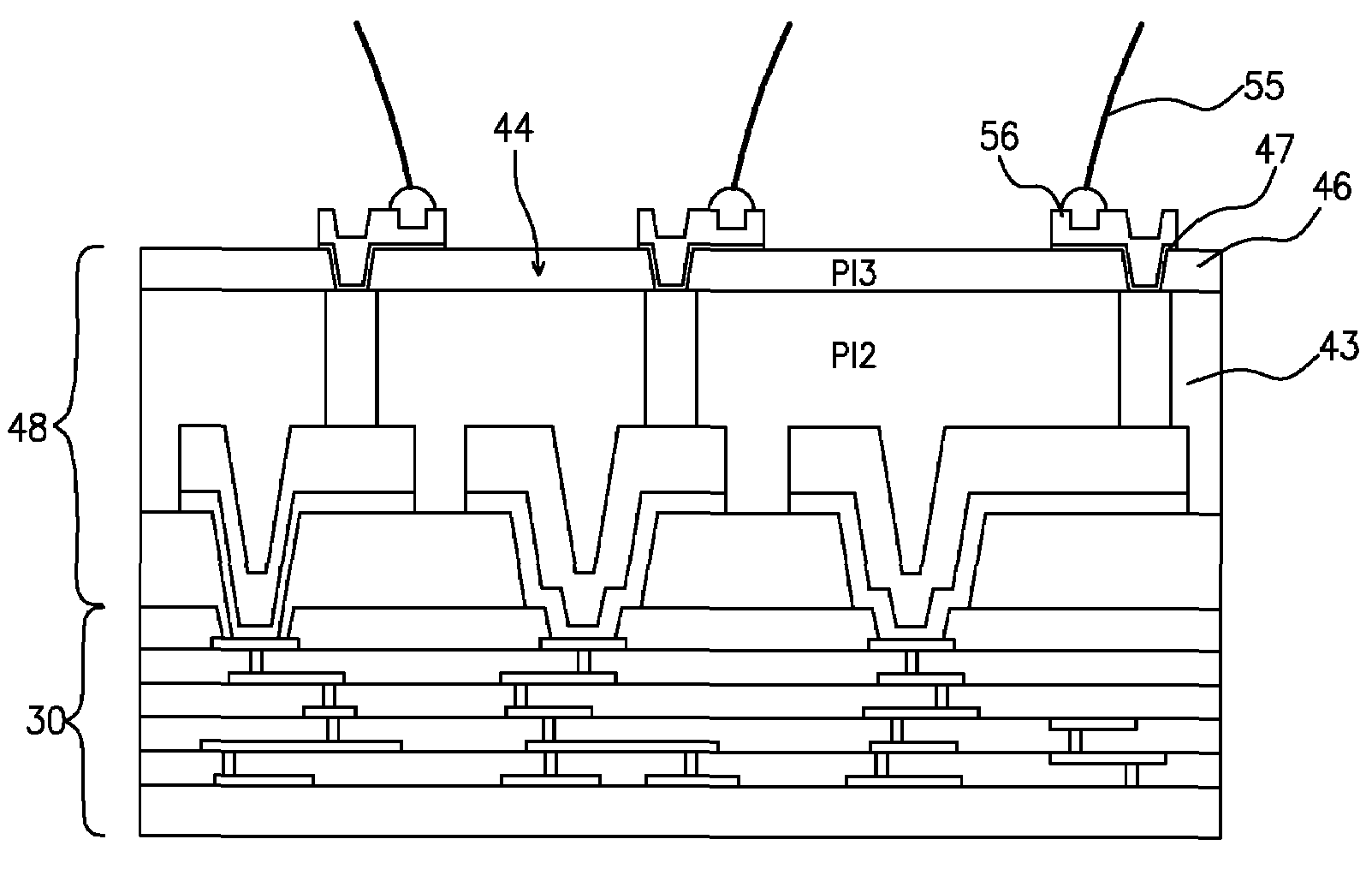Post passivation structure for a semiconductor device and packaging process for same