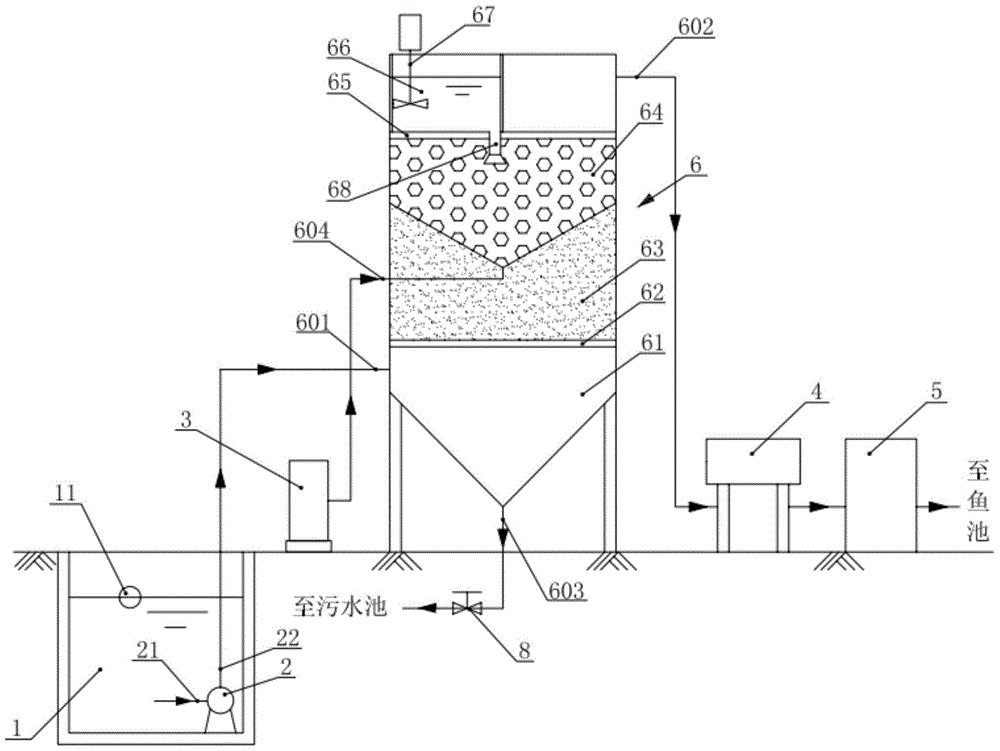 Circulating water treatment tower and treatment system of fish multiplication and releasing station in hydropower project