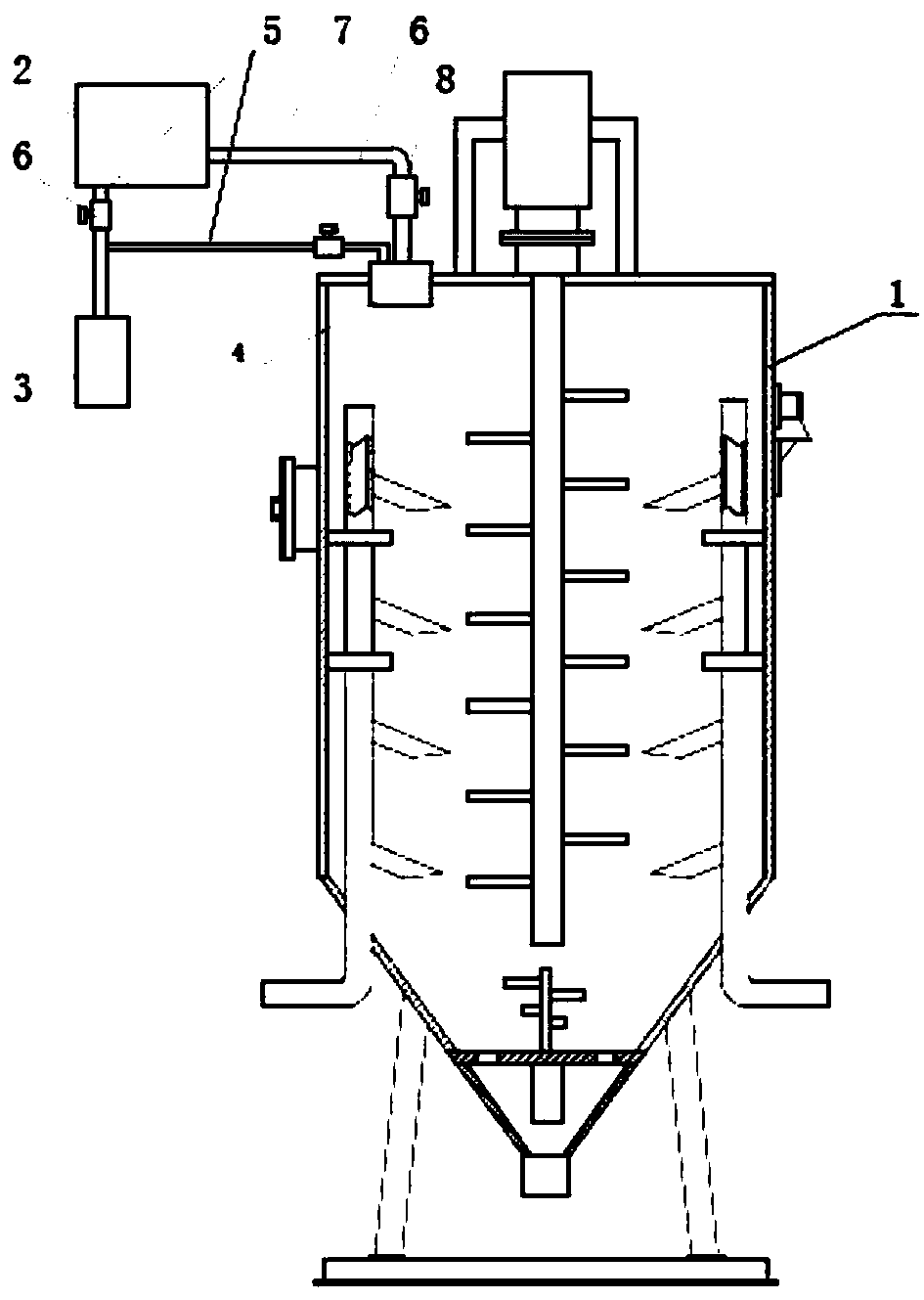 Water adding system of powder mixer
