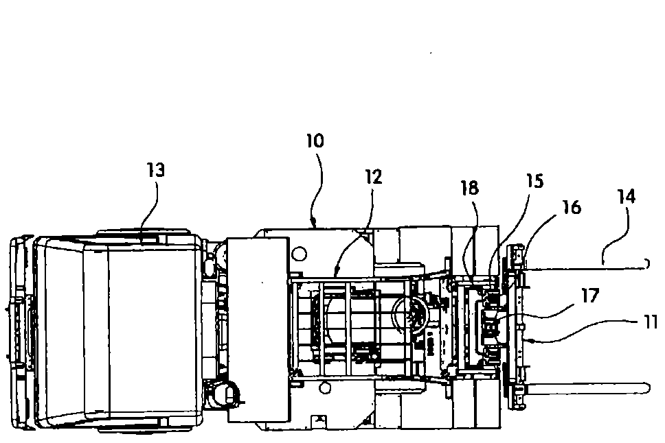 Combined forklift truck and automobile having simultaneous operating function
