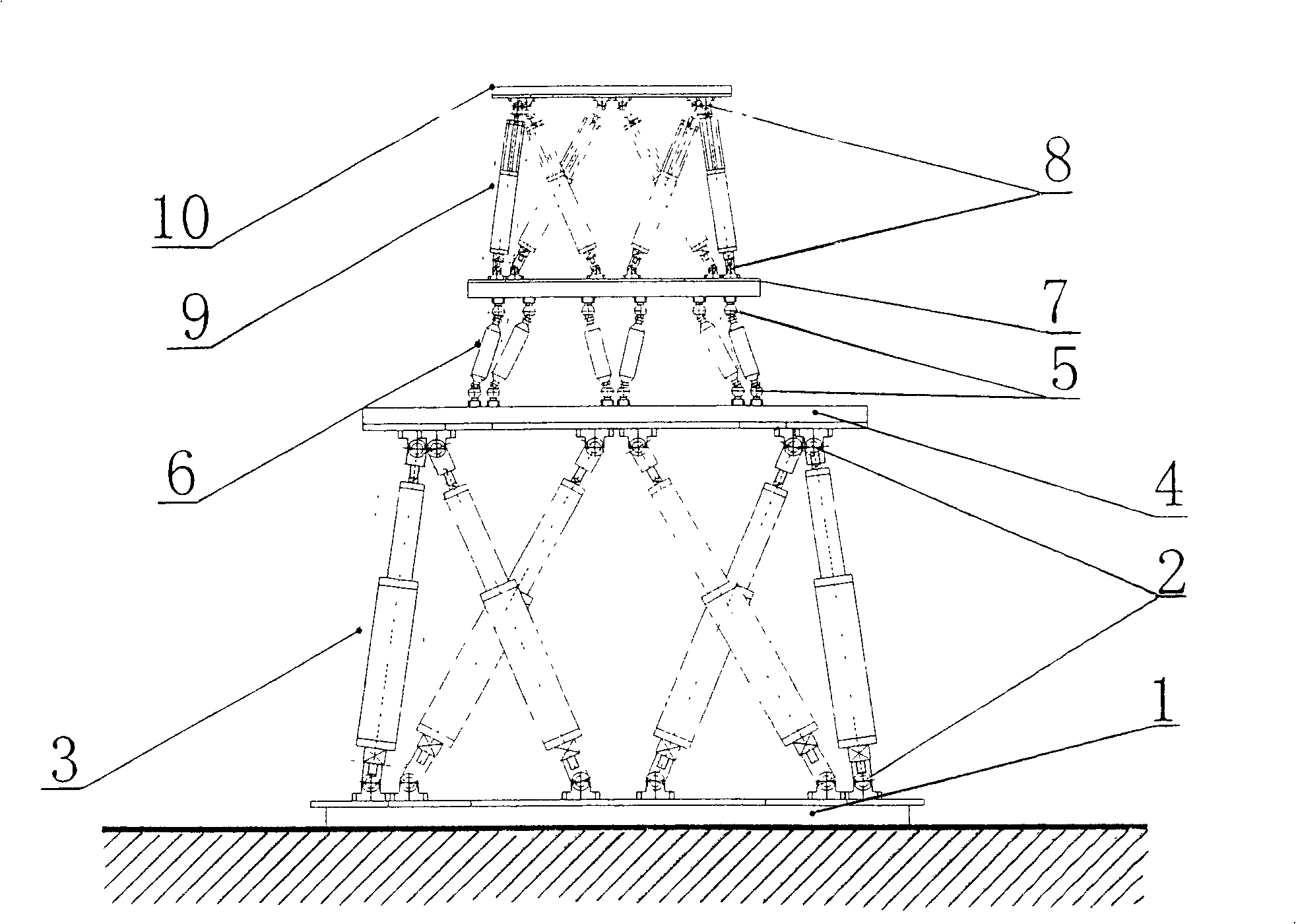 Master-slave mode two-in-parallel twelve degree of freedom generalized force adjustment loading mechanism