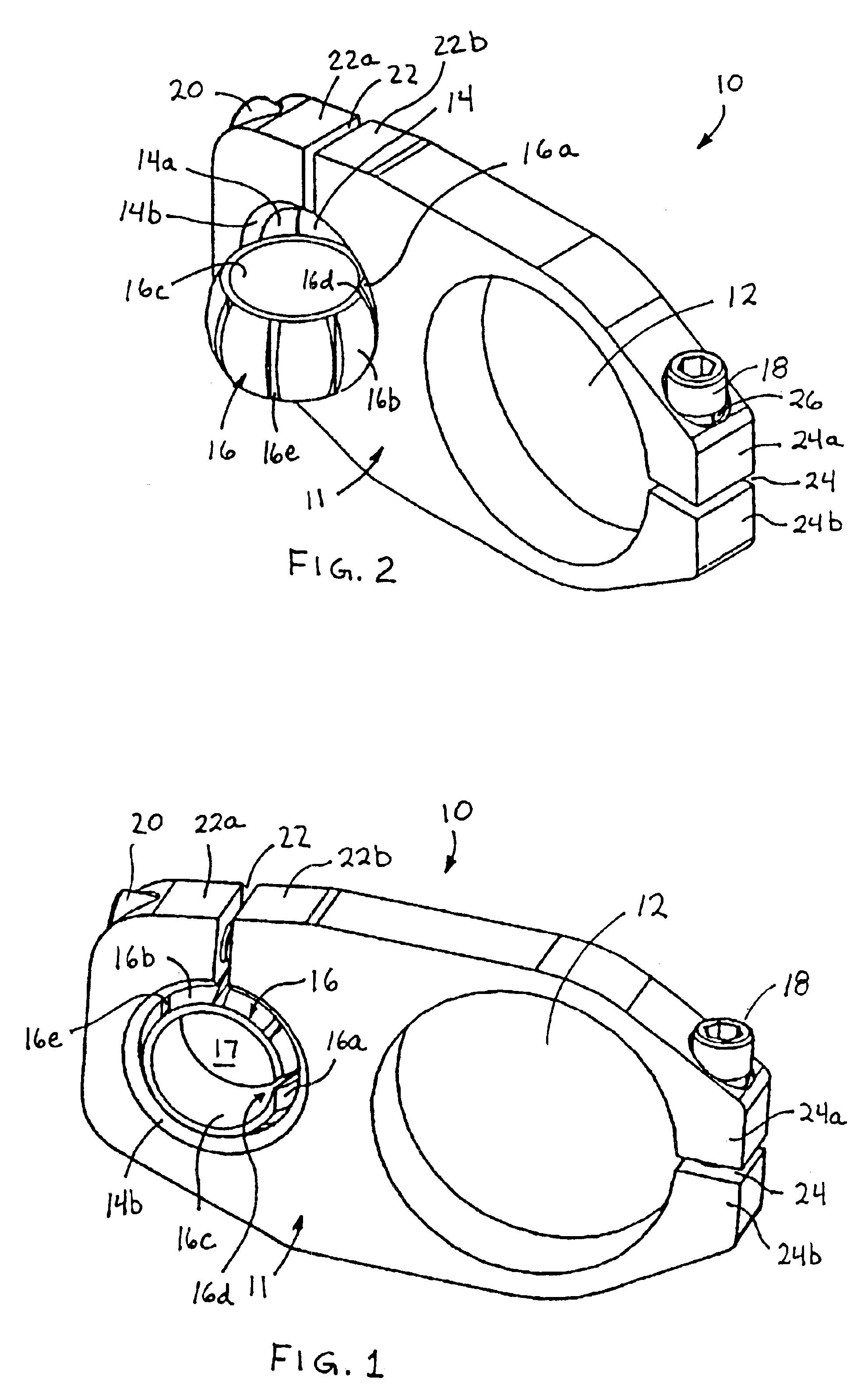 Mounting member with snap in swivel member