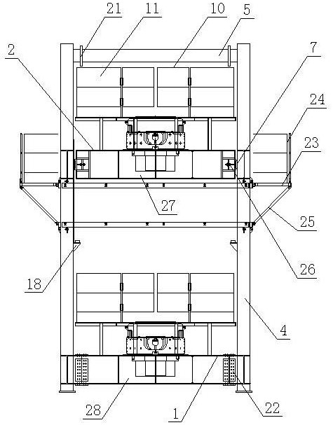 A double-platform hydraulic lifting casing device