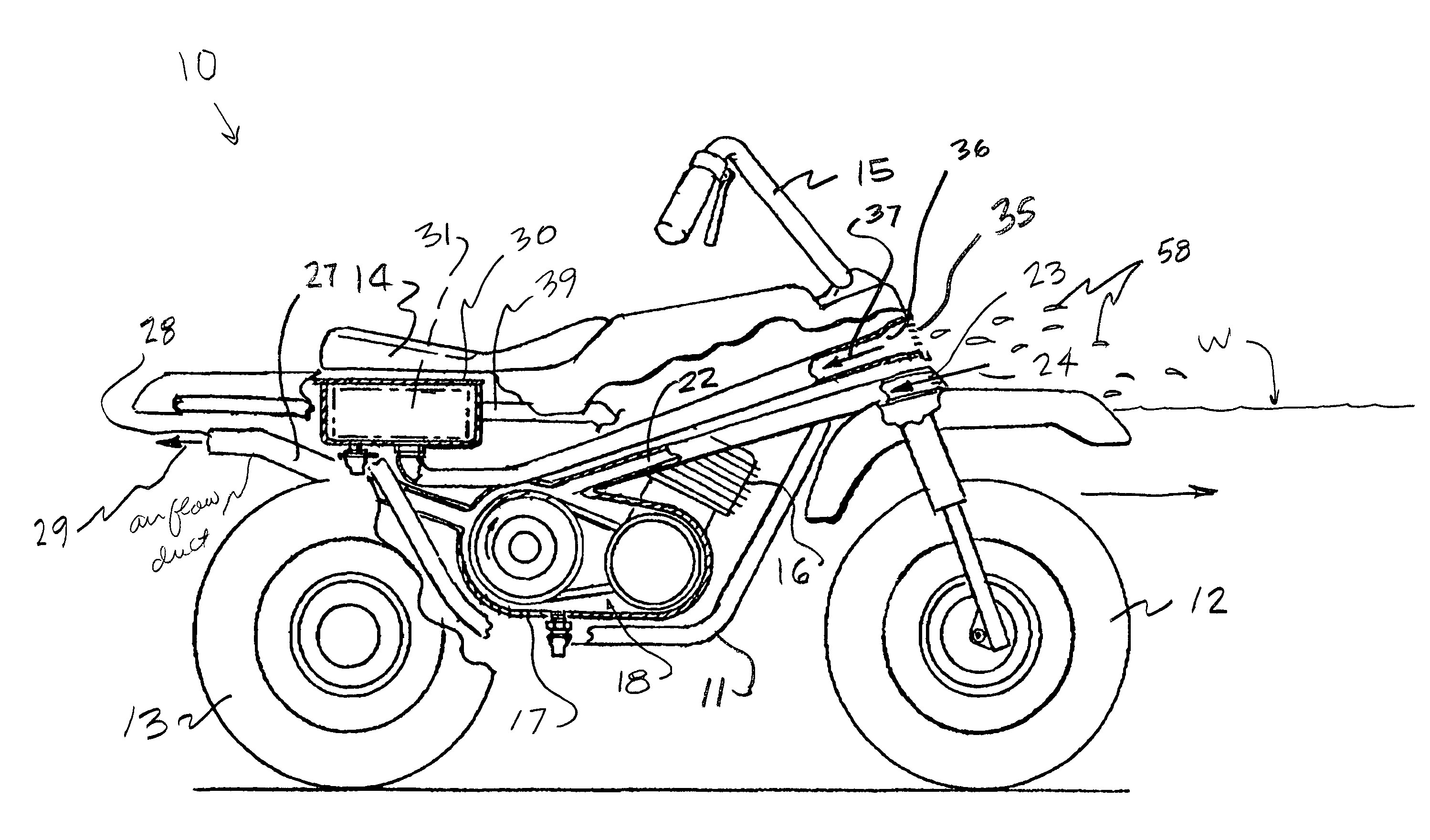 ATV with an improved transmission and air intake