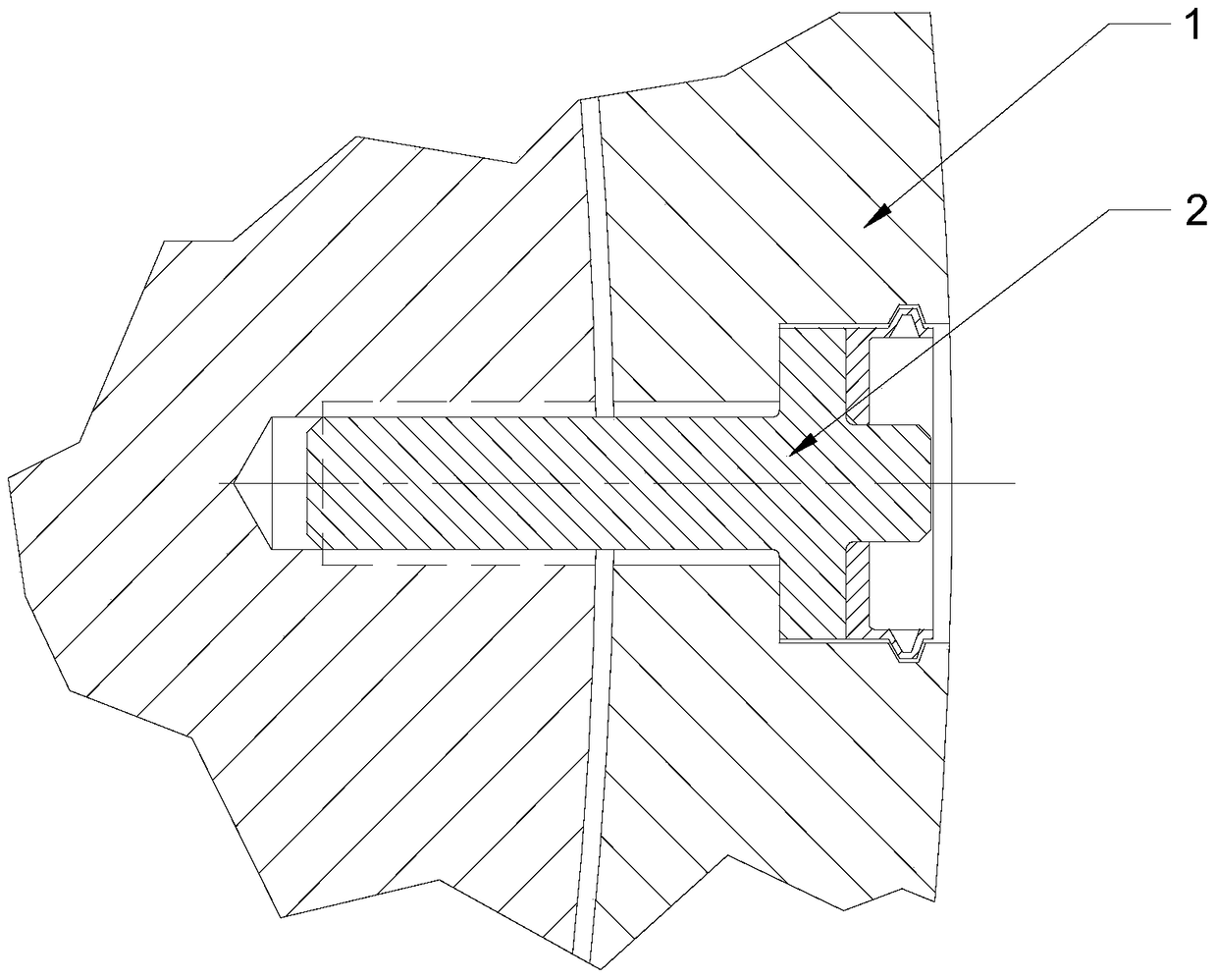 An anti-loosening bolt assembly and expansion-tightening anti-loosening process for high-radioactive equipment