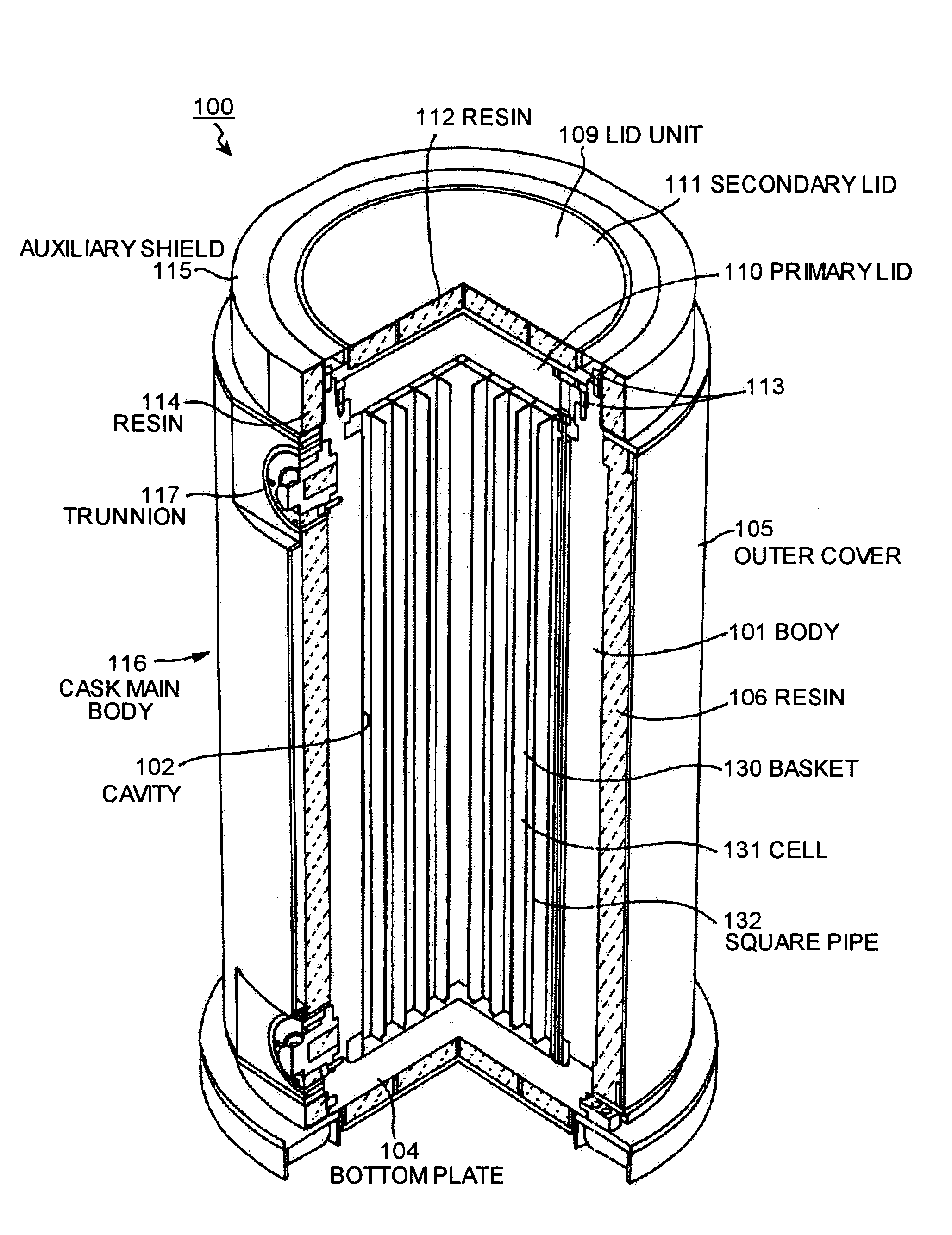 Cask, composition for neutron shielding body, and method of manufacturing the neutron shielding body