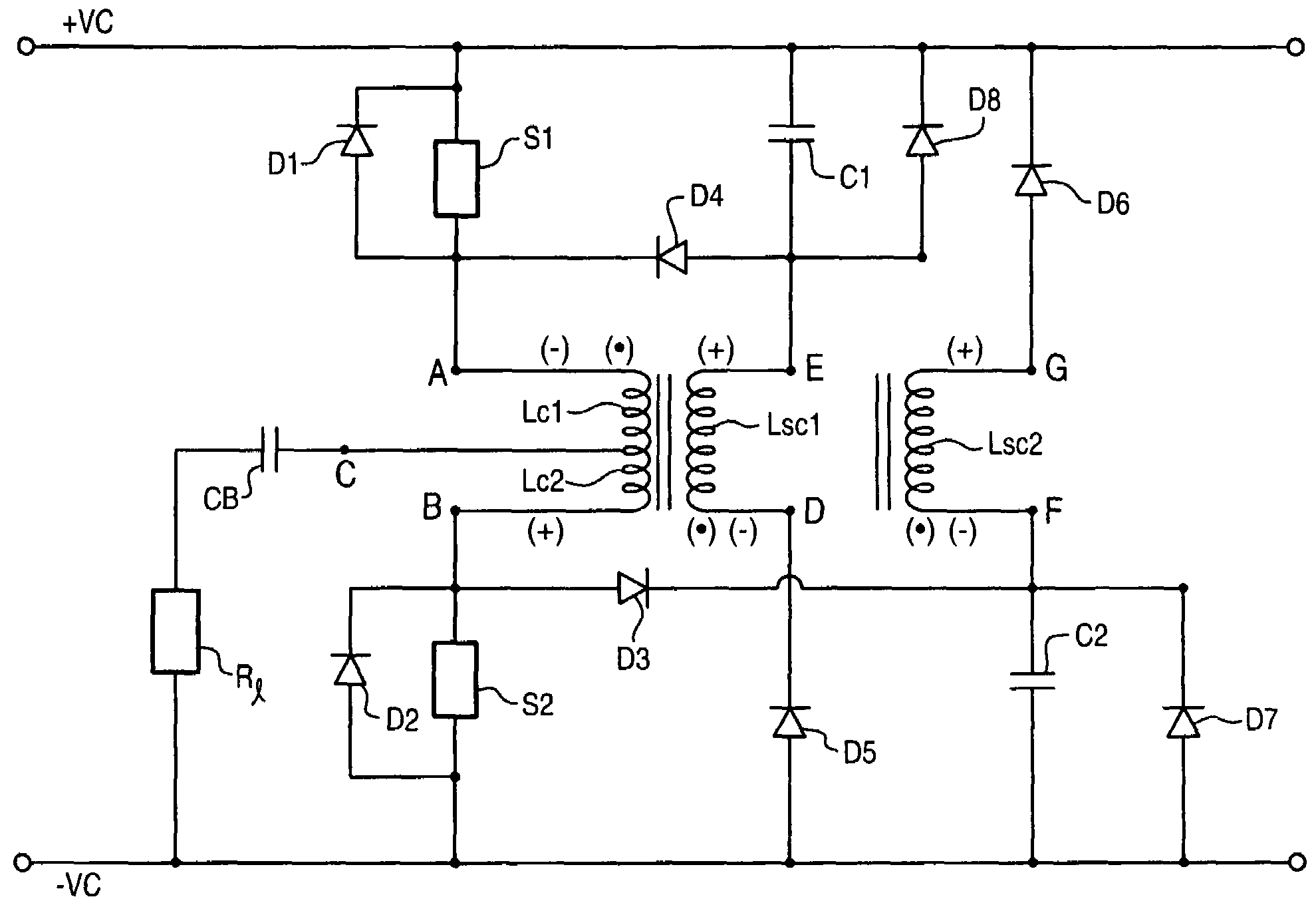 Switch mode power converter having multiple inductor windings equipped with snubber circuits