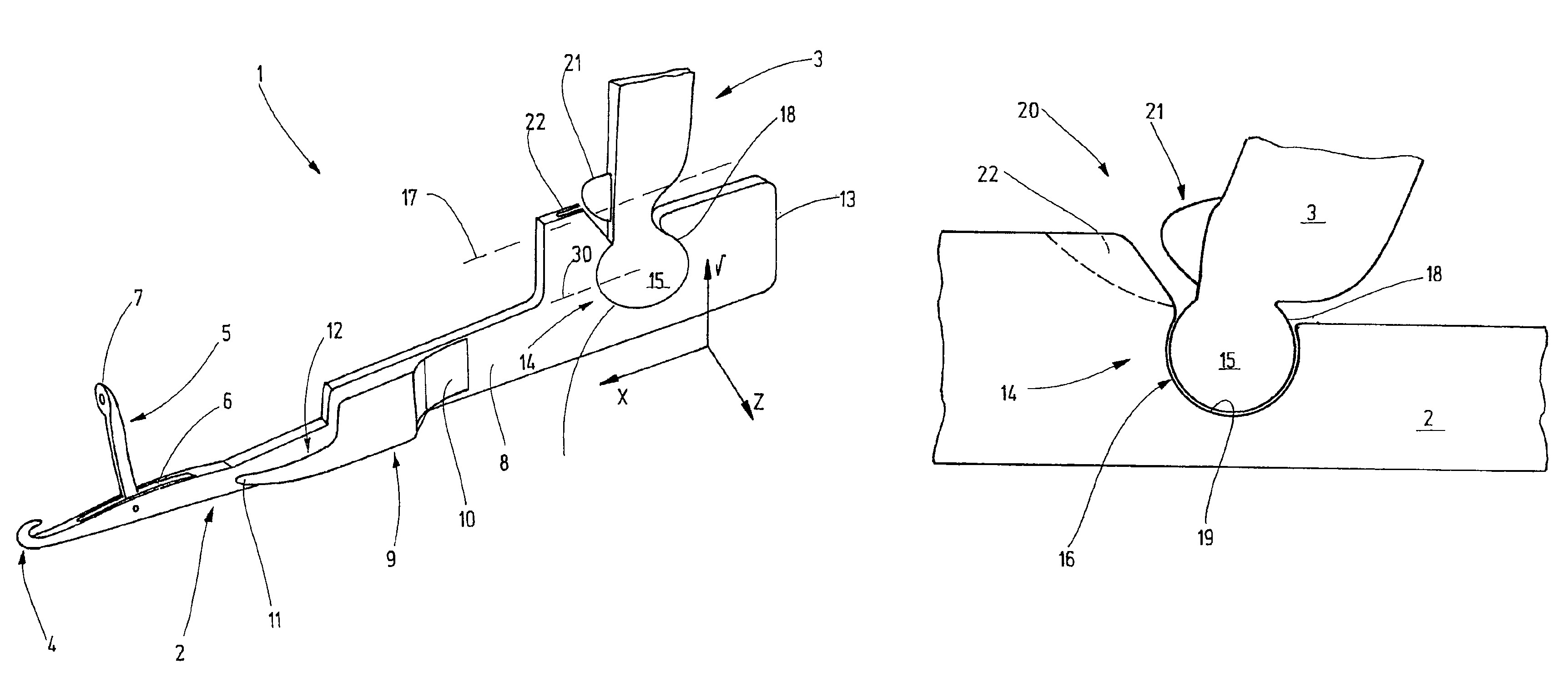 Knitting machine needle with loss-proof coupling component