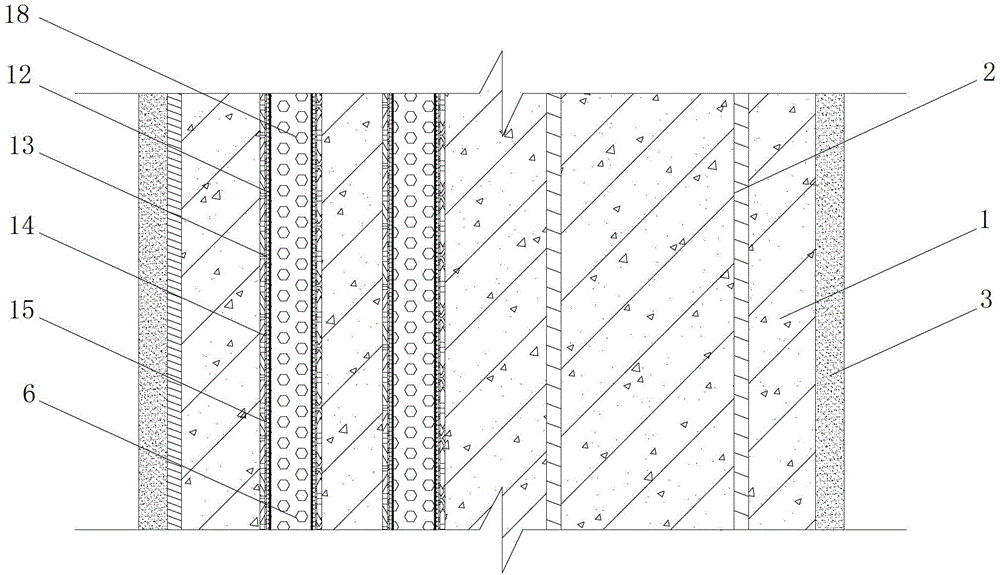 Long-rooted plant planting structure in bearing wall at top of building and construction method
