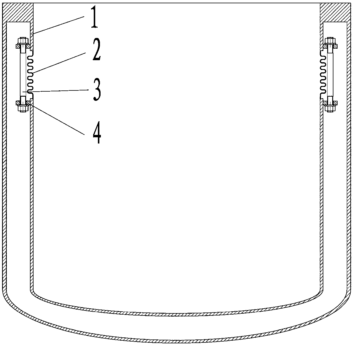 Inner side wall structure of vertical low-temperature container and vertical low-temperature container