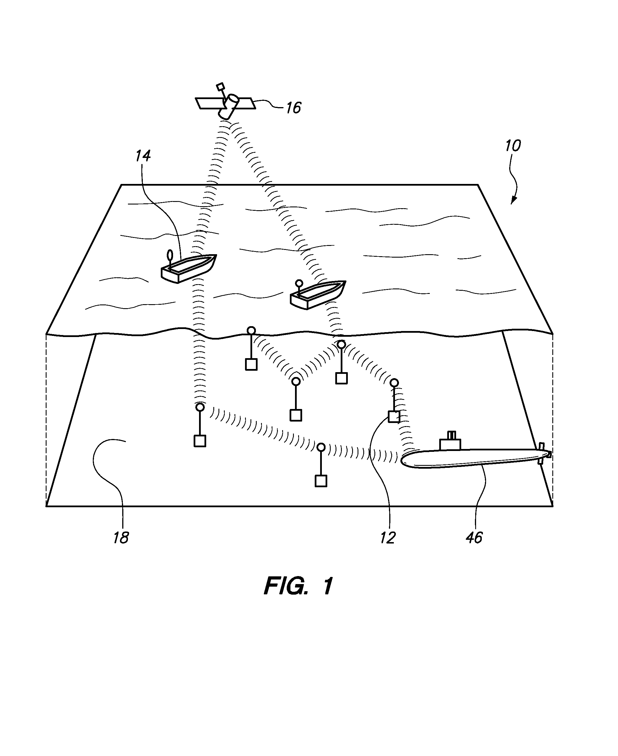 Underwater network having buoyancy compensation and anchoring systems
