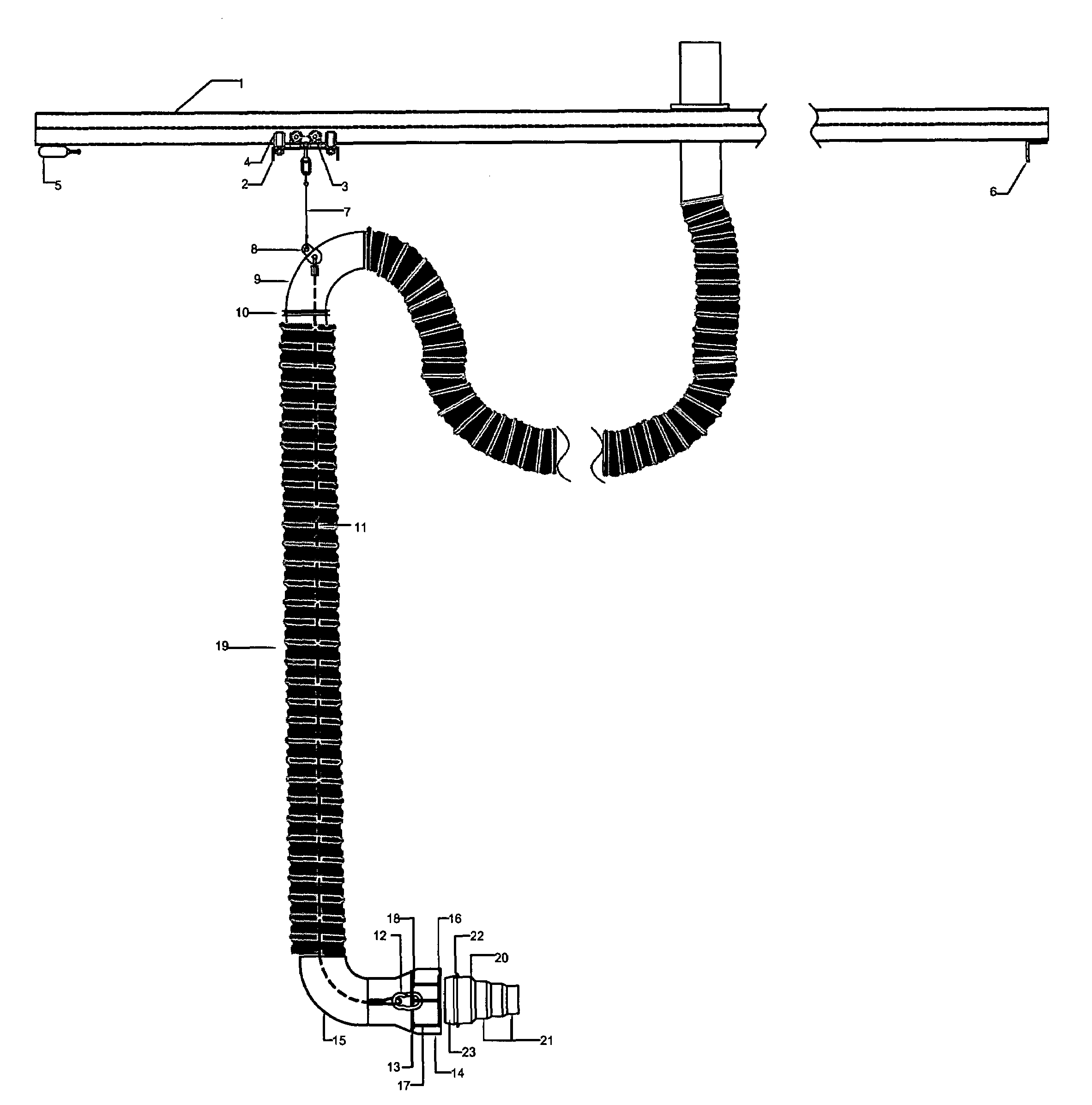 Vehicle exhaust system hose and coupling assembly