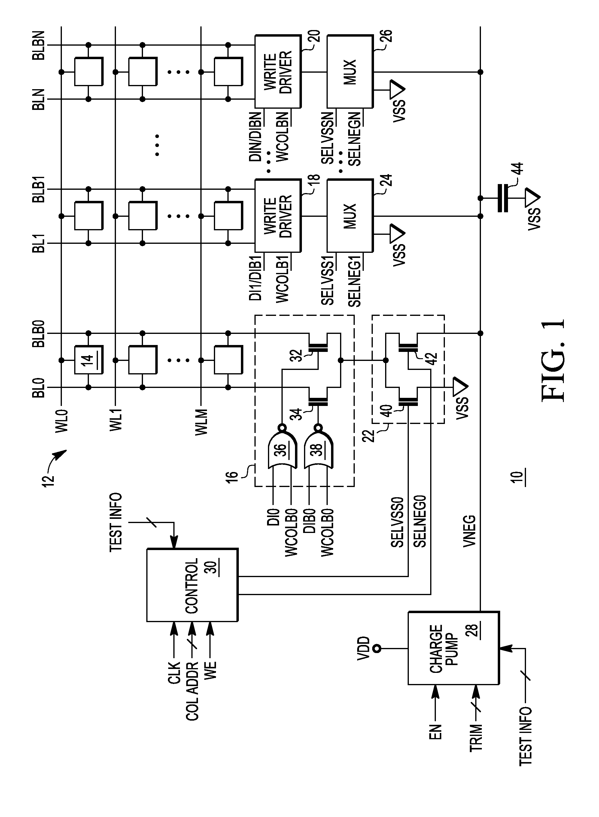 Memory having negative voltage write assist circuit and method therefor